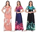 G4Girl Nighty For Women/Girls (Combo Of 3 Pcs, Satin, Maxi, Multicolor) Free Size