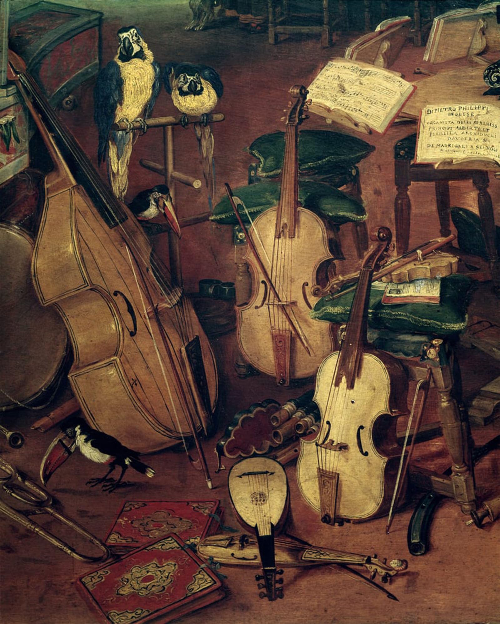 ARTXLXXBN Famous Print Painting Colorful Art Print Strings and Parrots Detail of Allegory of the Five Senses by Jan the Elder Brueghel Canvas Art Decorations for Home Decor 60x90cm
