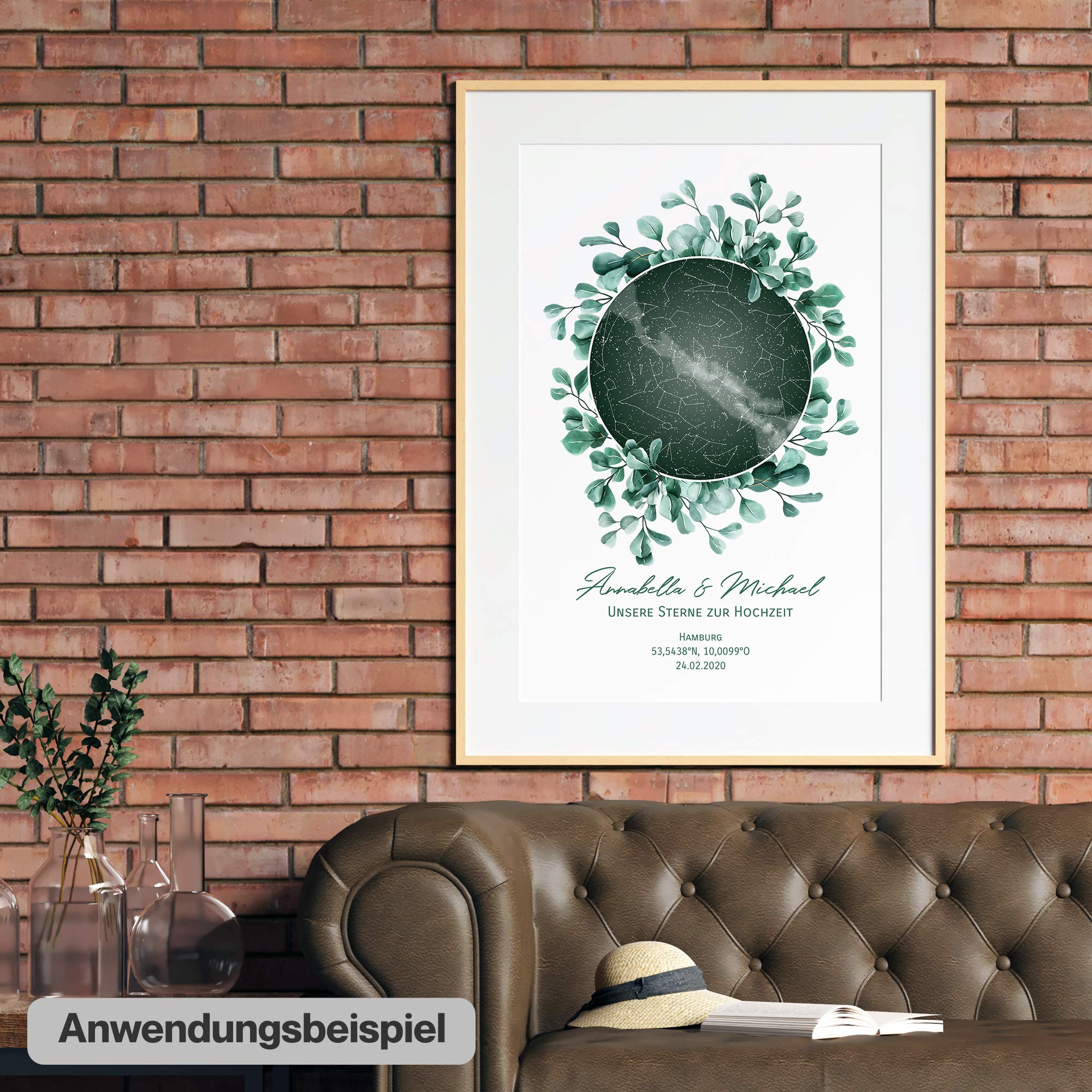 WUNDERLAND EDITION Personalisierte Sternenkarte als Poster - Der astronomisch korrekte Sternenhimmel von Ihrem Wunschdatum mit Wunschtext, 50 x 70 cm - Das personalisierte Geschenk