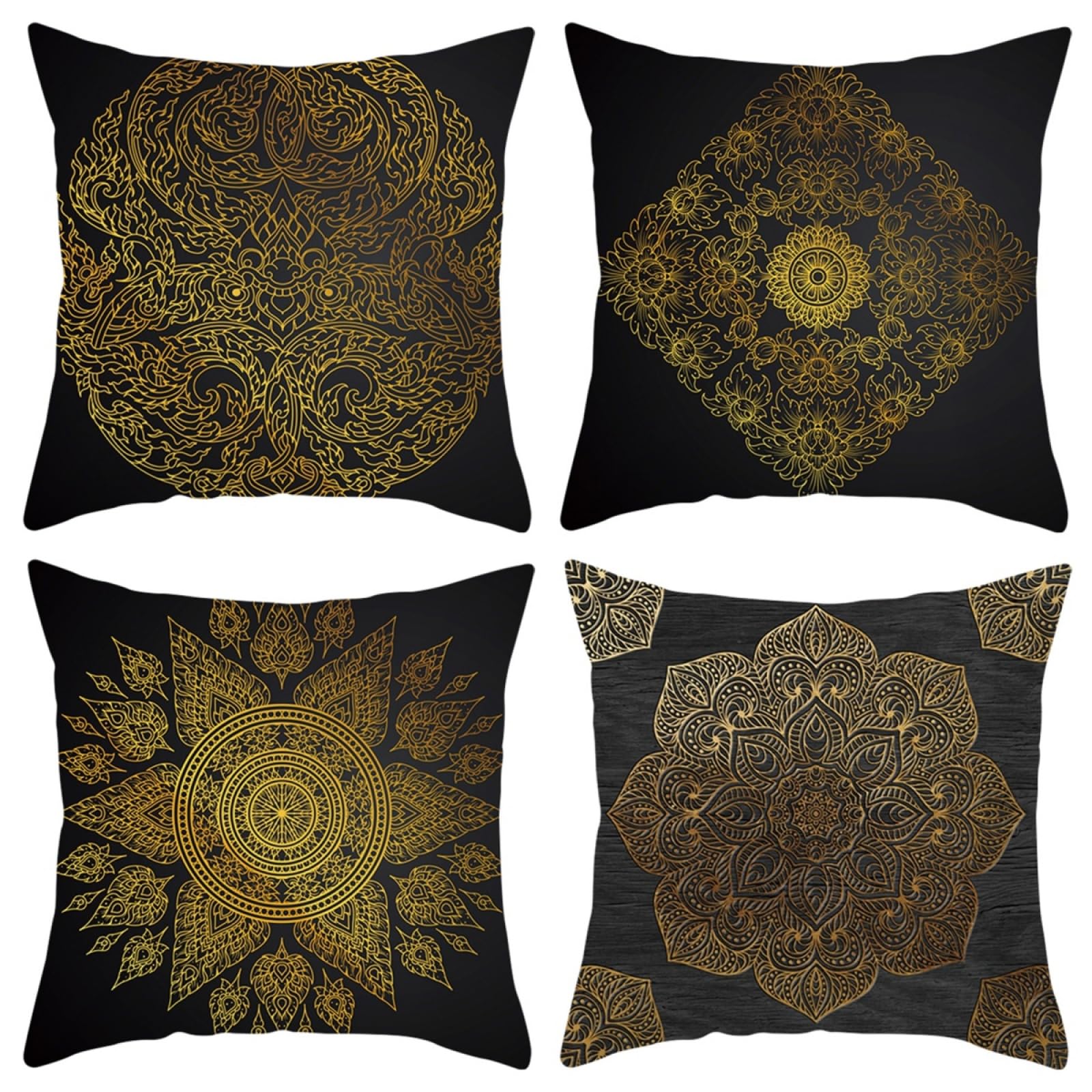 Fundas Cojines Sofa Marrón Negro Cushion Covers Funda Cojin 80x80/4 Pcs