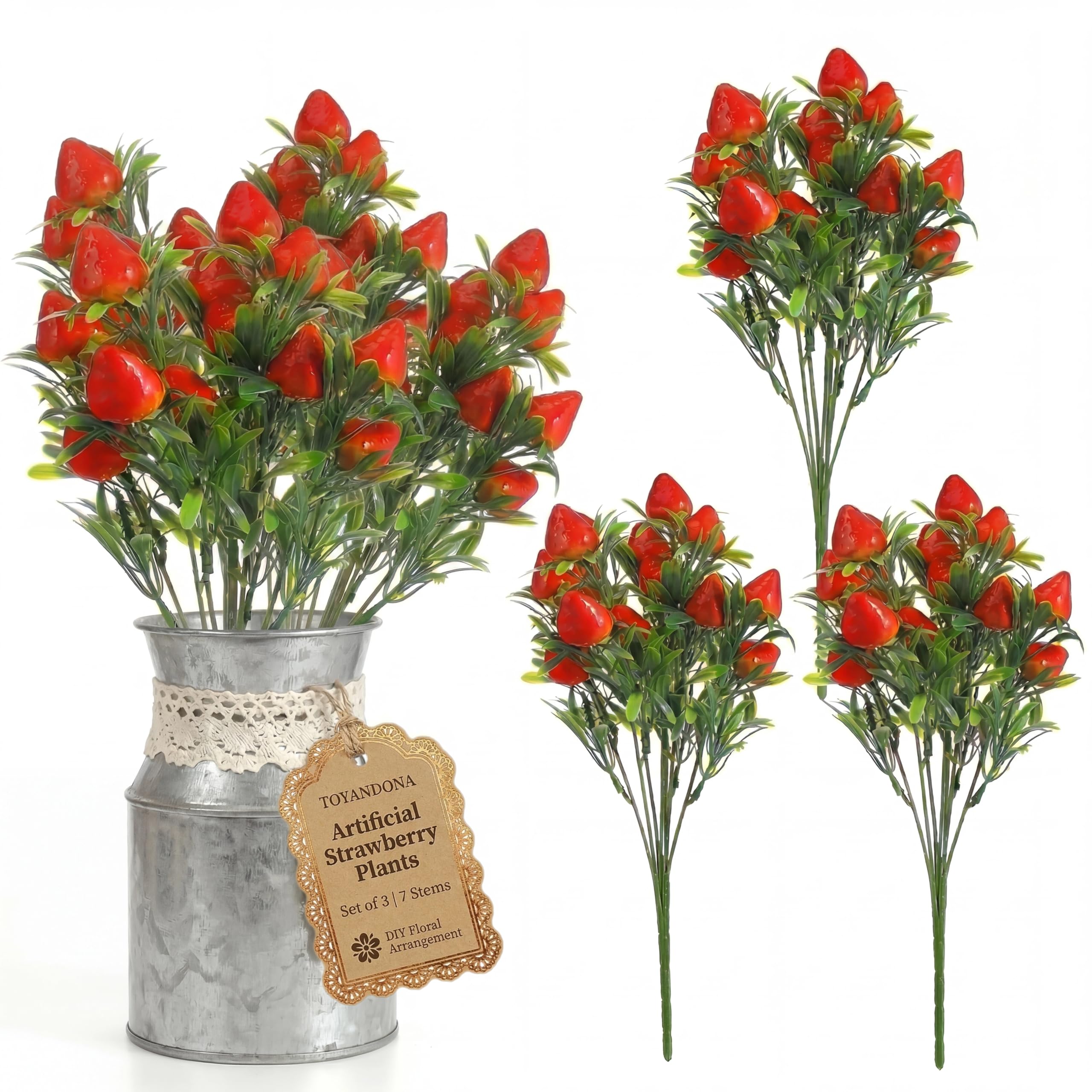 Bouquet de fraises artificielles pour embellir un centre de table sans entretien TOYANDONA