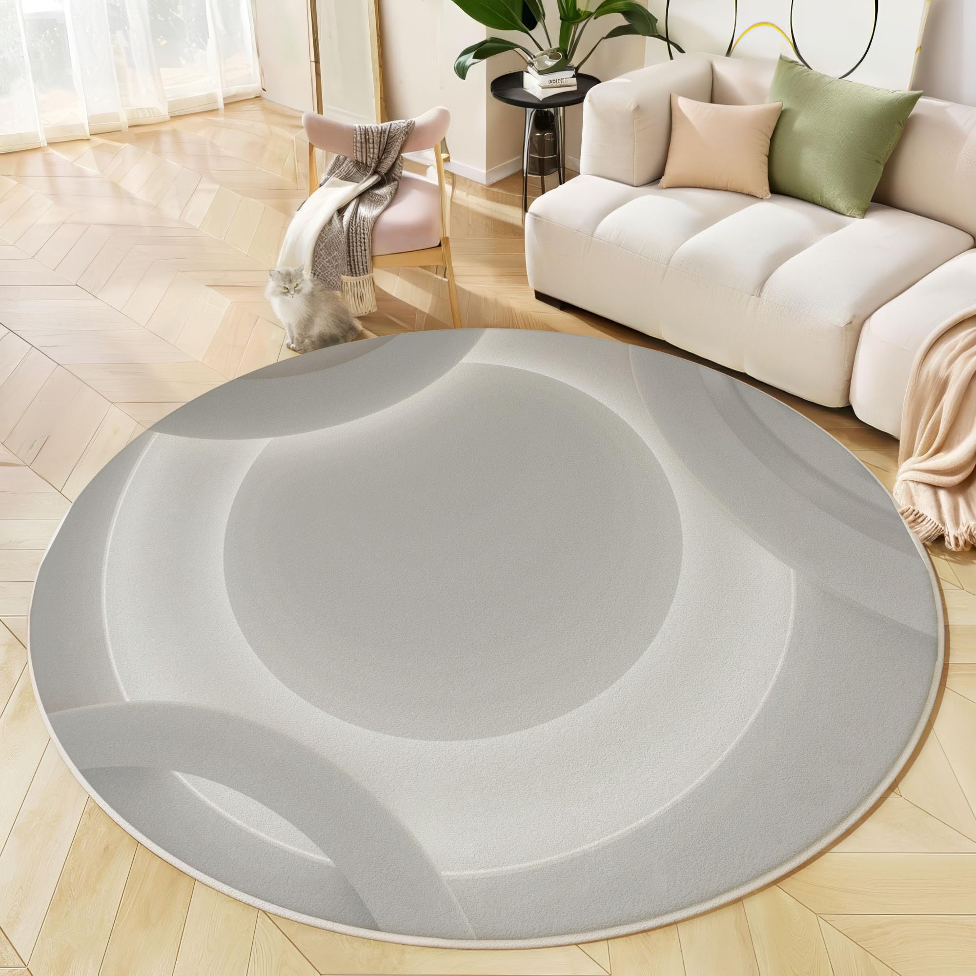 Tapis rond antidérapant blanc moquette douce pour chambre d'enfant