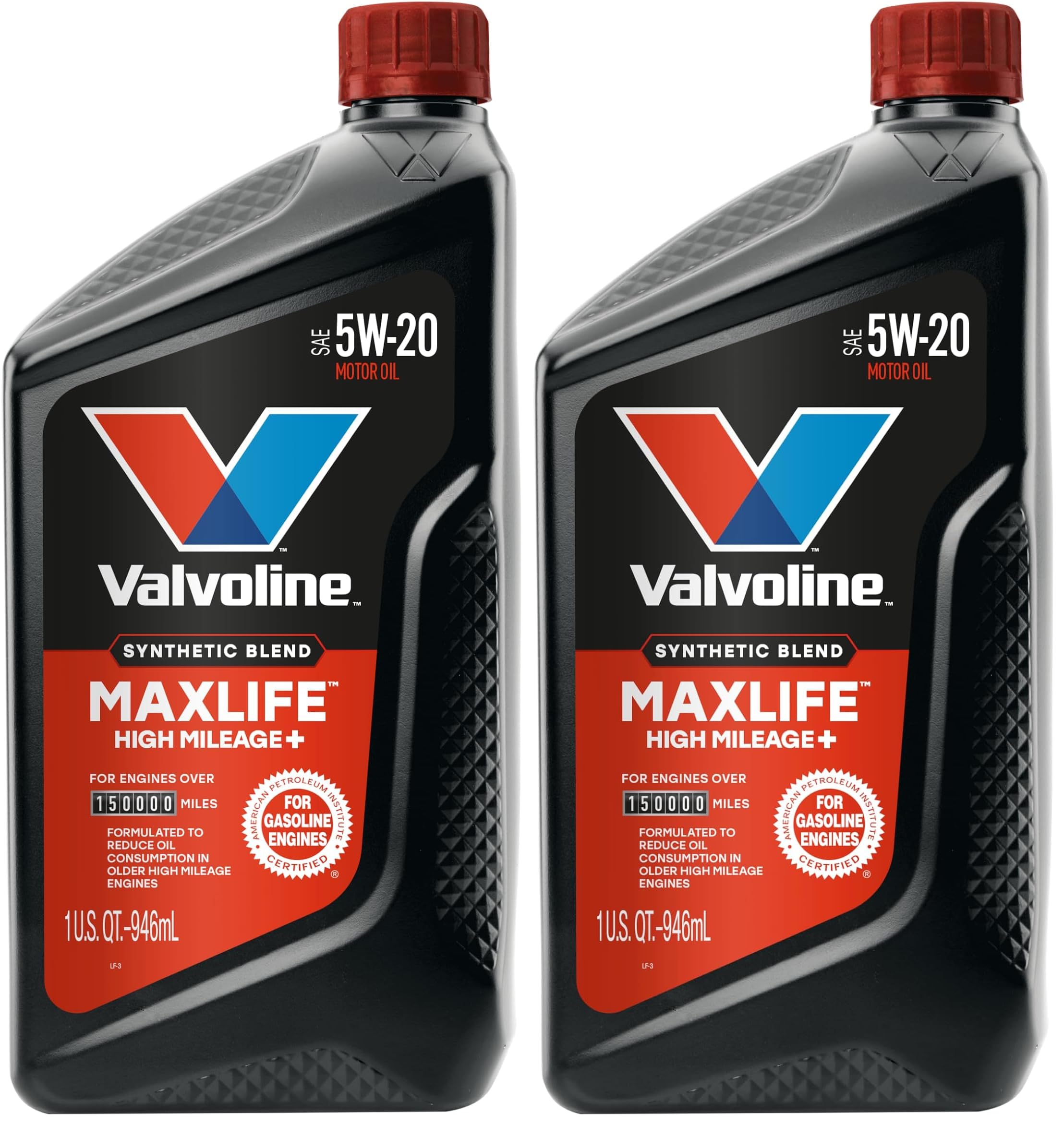 Valvoline High Mileage 150K with Maxlife Plus Technology Motor Oil SAE 5W-20 1 QT (Pack of 2)