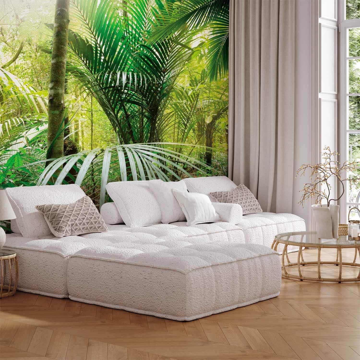 decomonkey Papier Peint Panoramique Adhésif Nature 392x280 cm Vert jaune