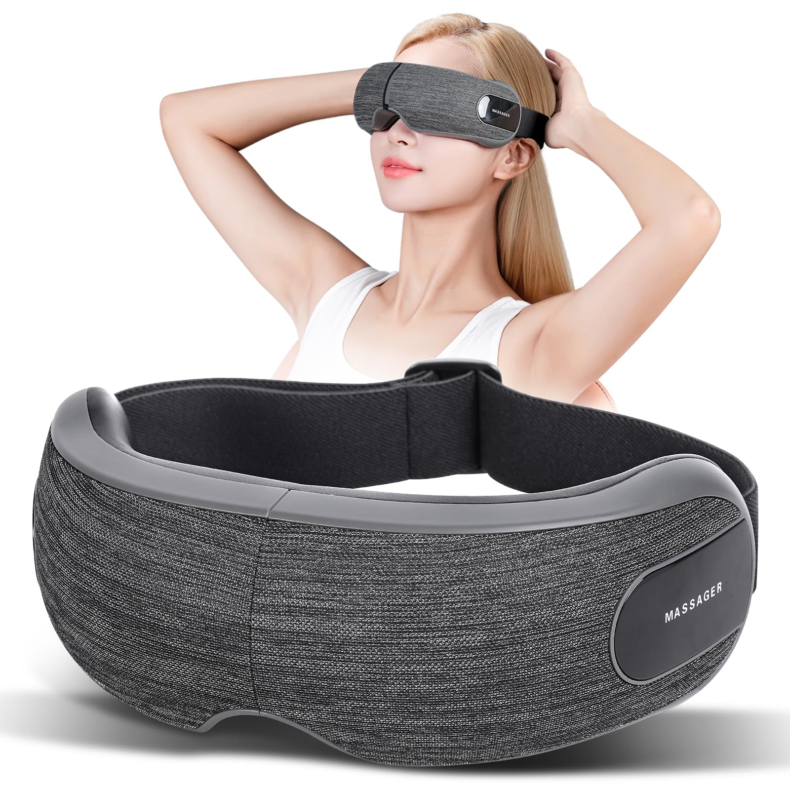 Heated Eye Mask-Cordless Heated Eye Massager Compression Airbag Massage Sleep mask FSA HSA Eligible Machine for Fatigue Relief