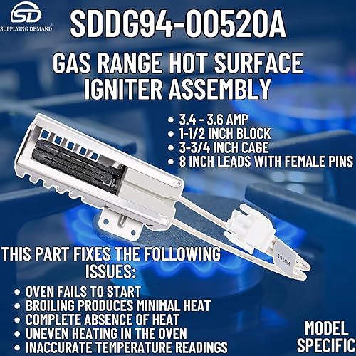 Miniatura 4 de Supplying Demand DG94-00520A 2692271 Reemplazo de la asamblea del encendedor de superficie caliente de la gama de gas - El conector es específico