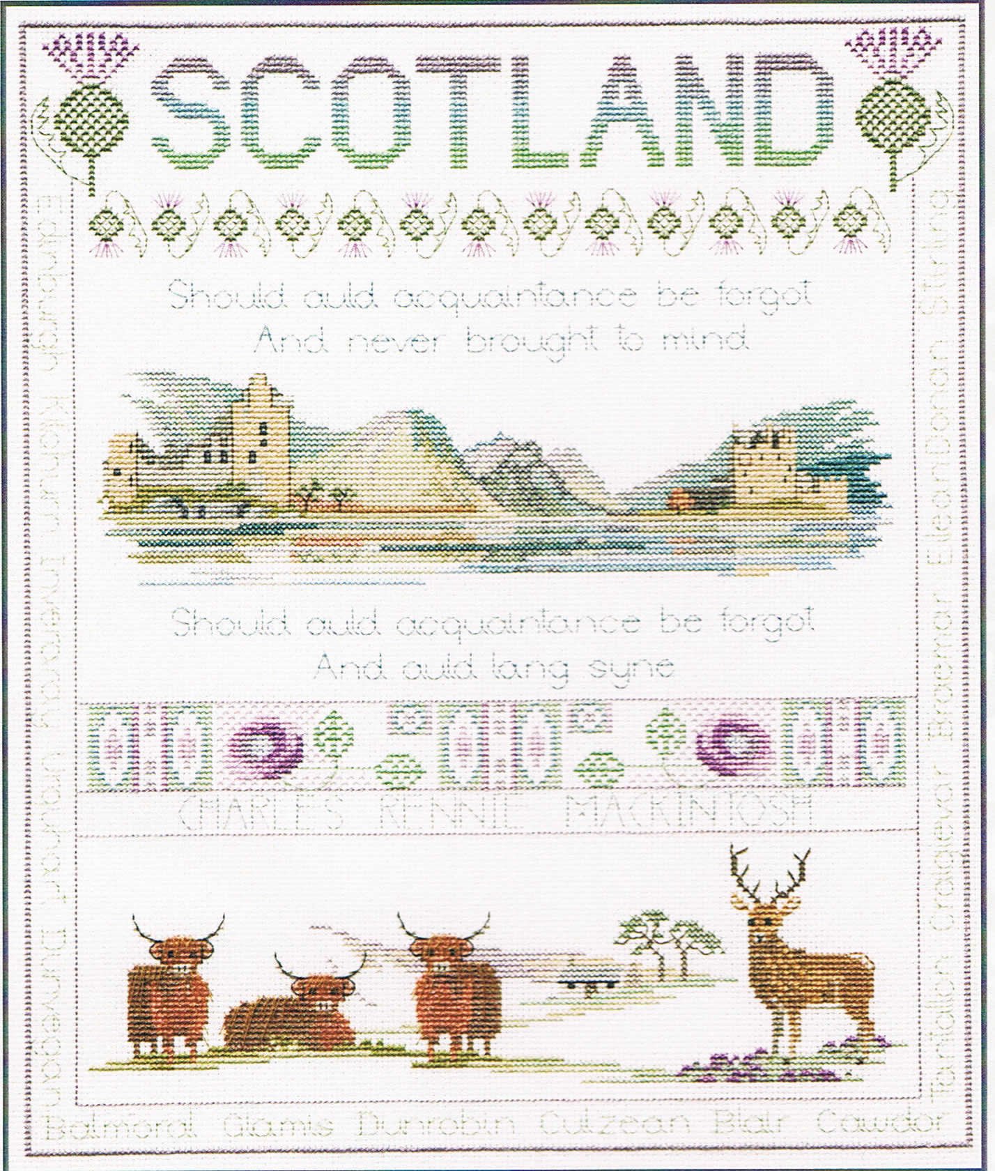 Derwentwater Designs Multi Colour Counted Cross Stitch: Scottish Sampler