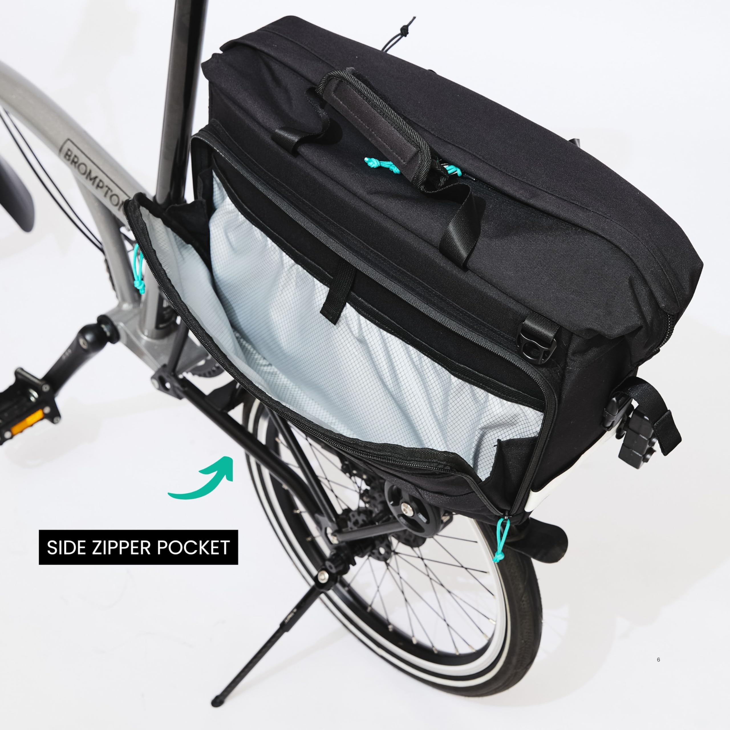 Vincita Nash Pro Bag – Borsa da portapacchi Premium per Brompton P Line & Advance Roller Rack, supporto KlickFix UniKlip 2, design senza colpo di tallone, elegante e funzionale per pendolarismo e