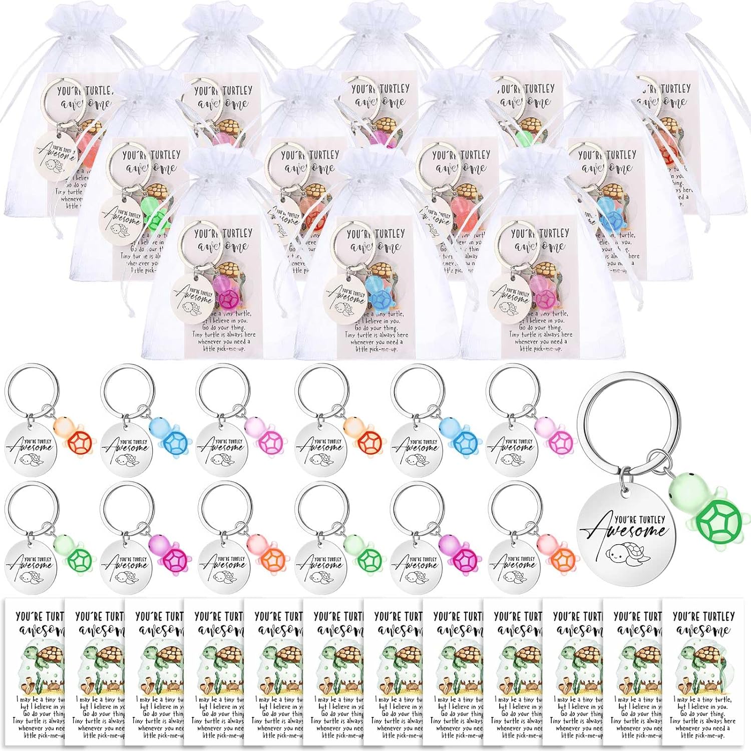 Positive Turtle Keychain Emotional Support Employee Appreciation Gift for Coworker Volunteer Team Staff