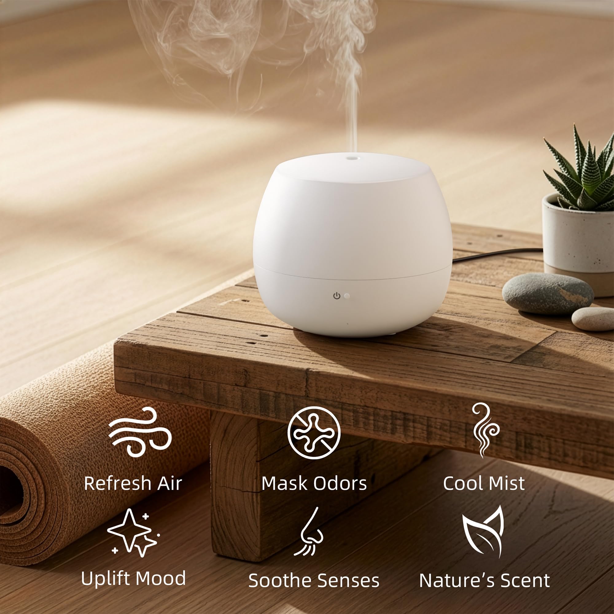 Diffusore di Oli Essenziali,Diffusore Atomizzatore di Oil Essenze 100 ml，Aromaterapia Senza BPA per Profumazione Ambiente, Blanco