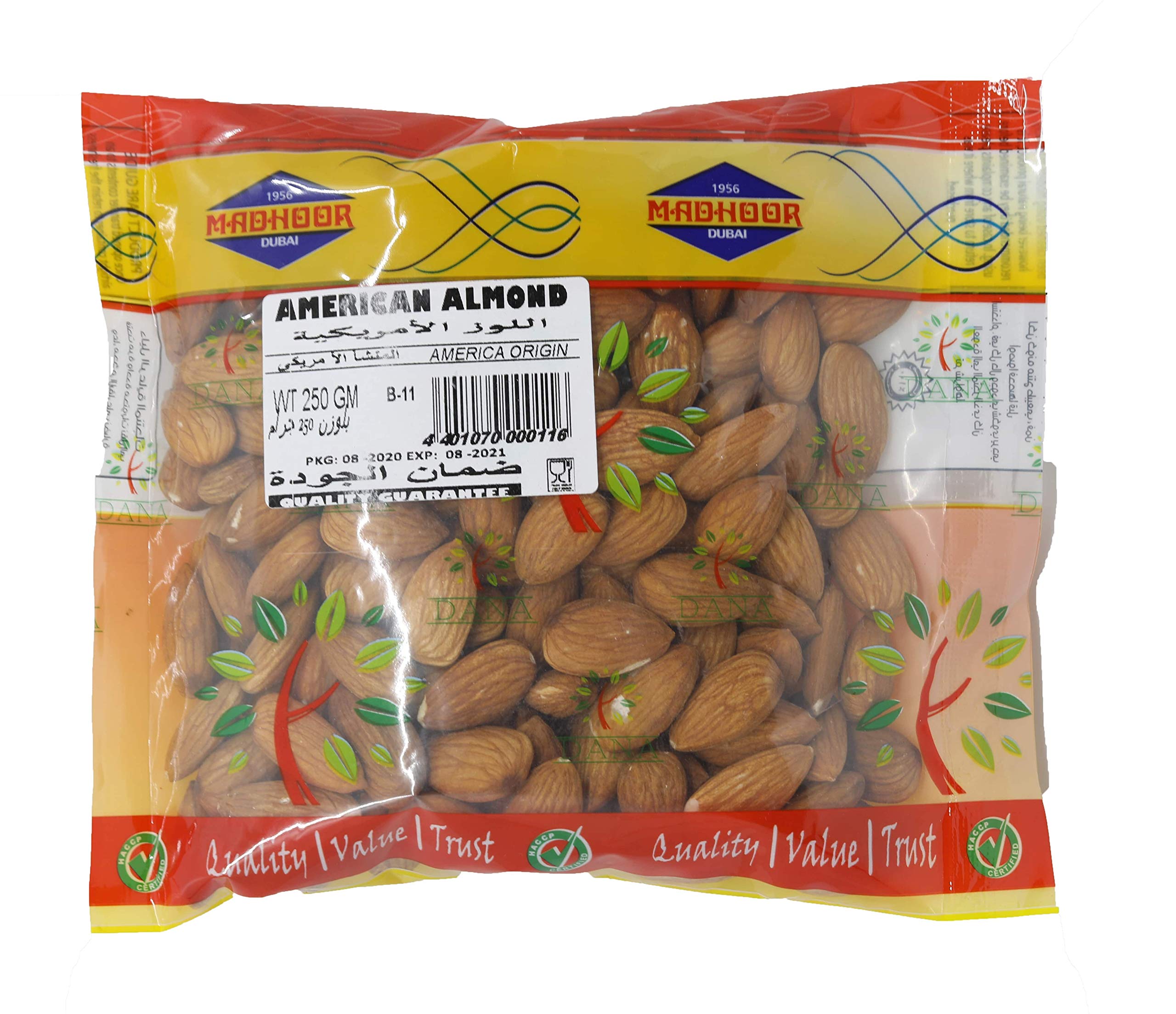 Madhoor Almond USA B, 250 gm