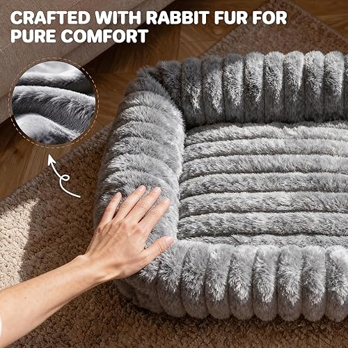 Miniatura 3 de Cama para perros pequeños y medianos, lavable y autocalentable, para gatos de interior, cama mullida de piel de conejo para mascotas para cachorros