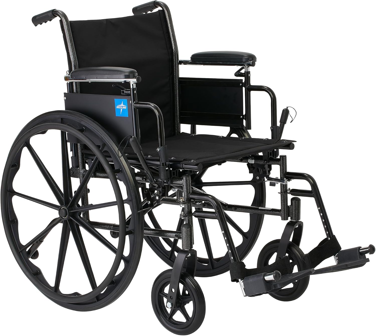 Medline 20” K3 Height Adjustable Wheelchair with Swing-Back Desk-Length Arms & Swing-Away Footrests, 300 lbs. Capacity Transport Aid, Adults & Seniors 20"x16" Seat