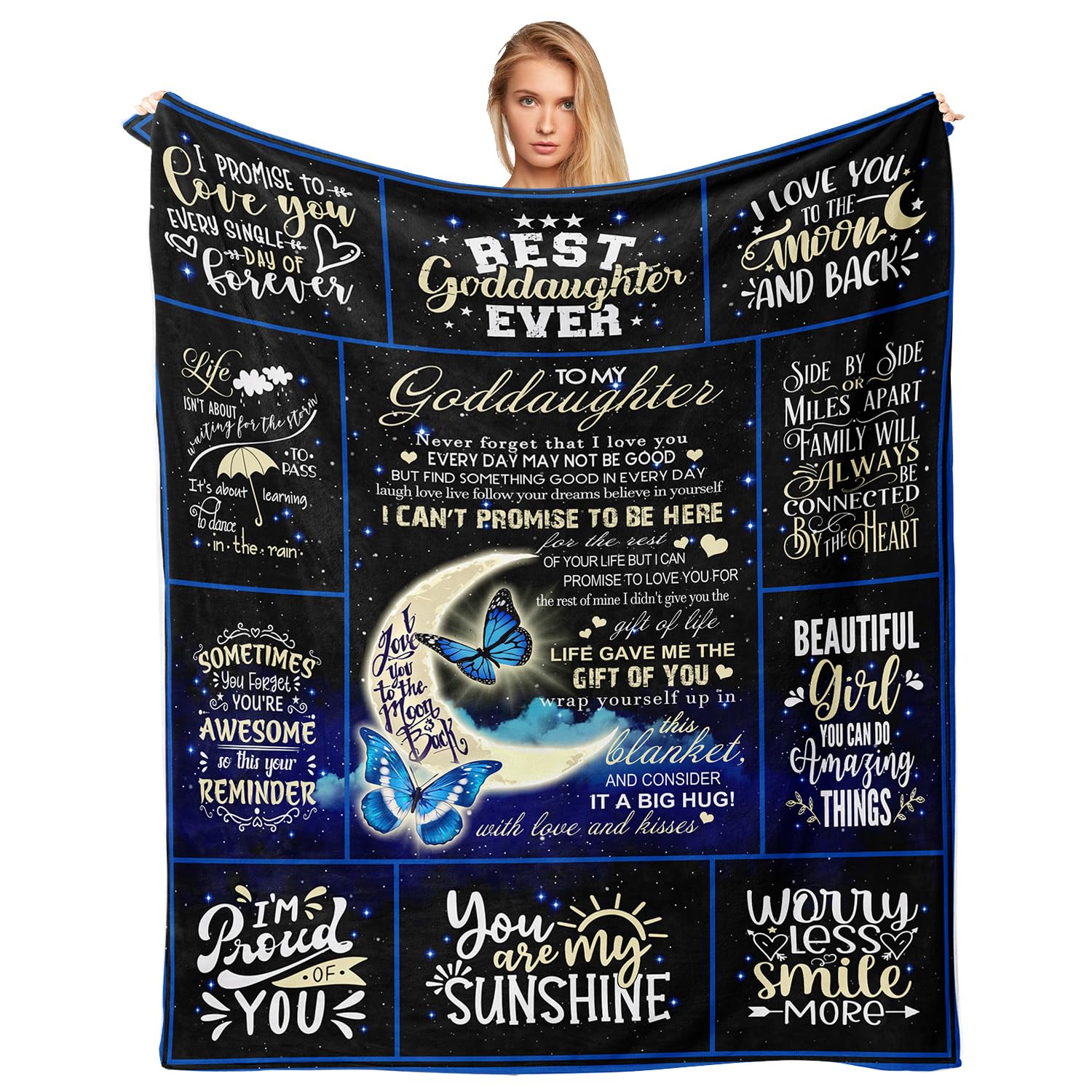 Akoigun Moon-Goddaughter Goddaughter Blanket From Godmother - Gifts For Goddaughter Birthday Graduation - Throw Blanket 60"X50"