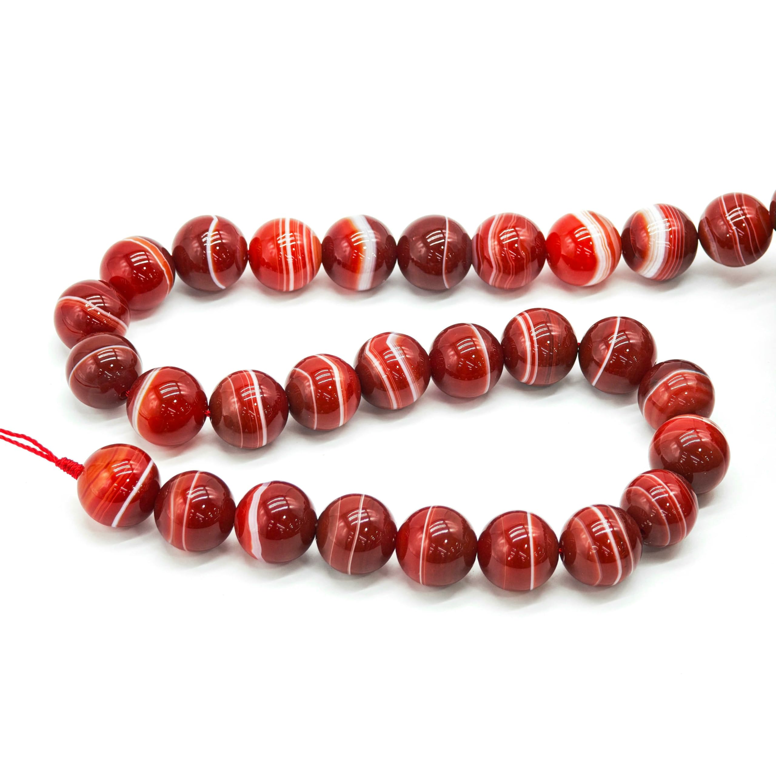Runde, gestreifte Achat- und rote Achatperlen (6, 8, 10, 12, 14,0 mm) eignen sich als Material für die Schmuckherstellung (DIY-Armbänder und -Halsketten). – Gestreifter Achat, 14,0 mm, 27 Stück