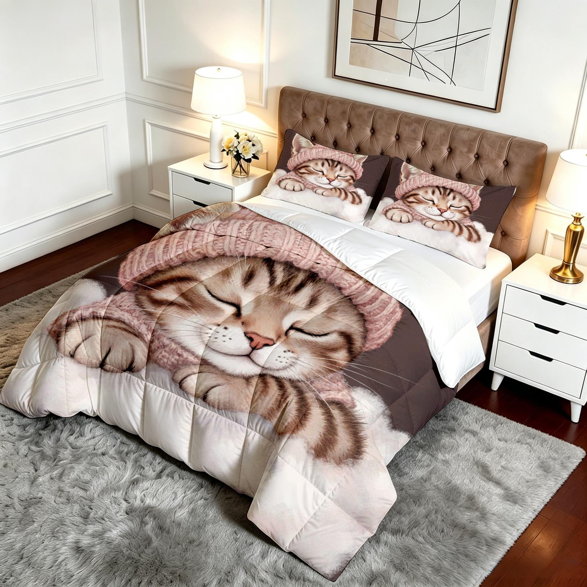 Grandi Dimensioni Piumino 260x240 Gatto Di Nuvola con 2 Federe-A151