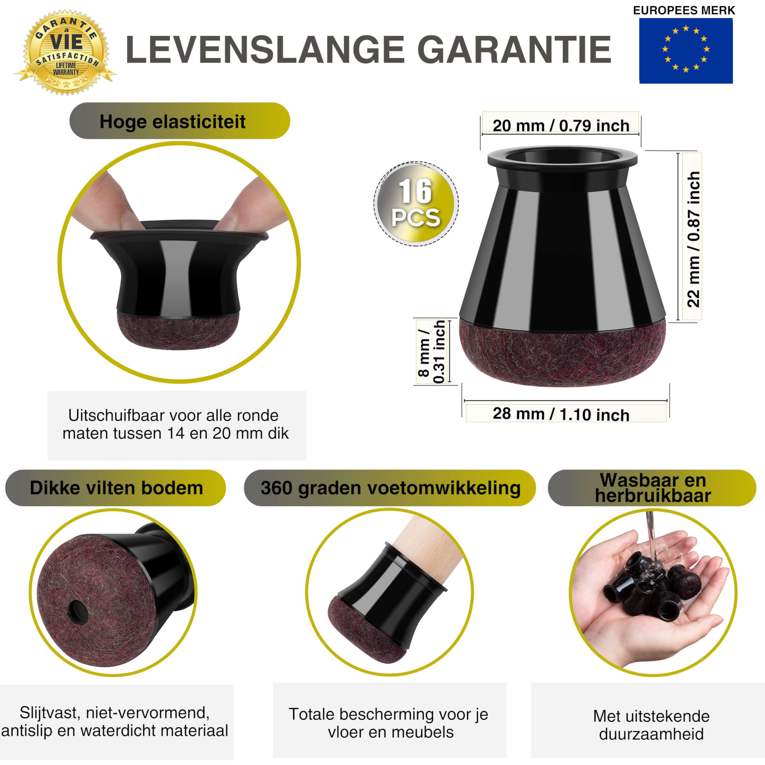 Ronde stoelglijders van siliconen, transparant, geluidsdempend, 40
