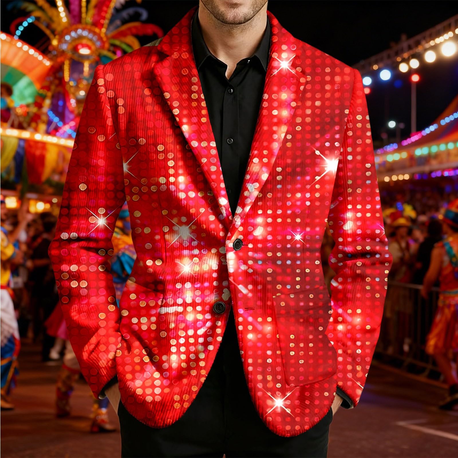 Veste Homme Costume Blouson Paillette Blazer Habillé Brillant Smoking Soirée Décontracté Mariage De Sequin Cérémonie Carnaval Chic Casual