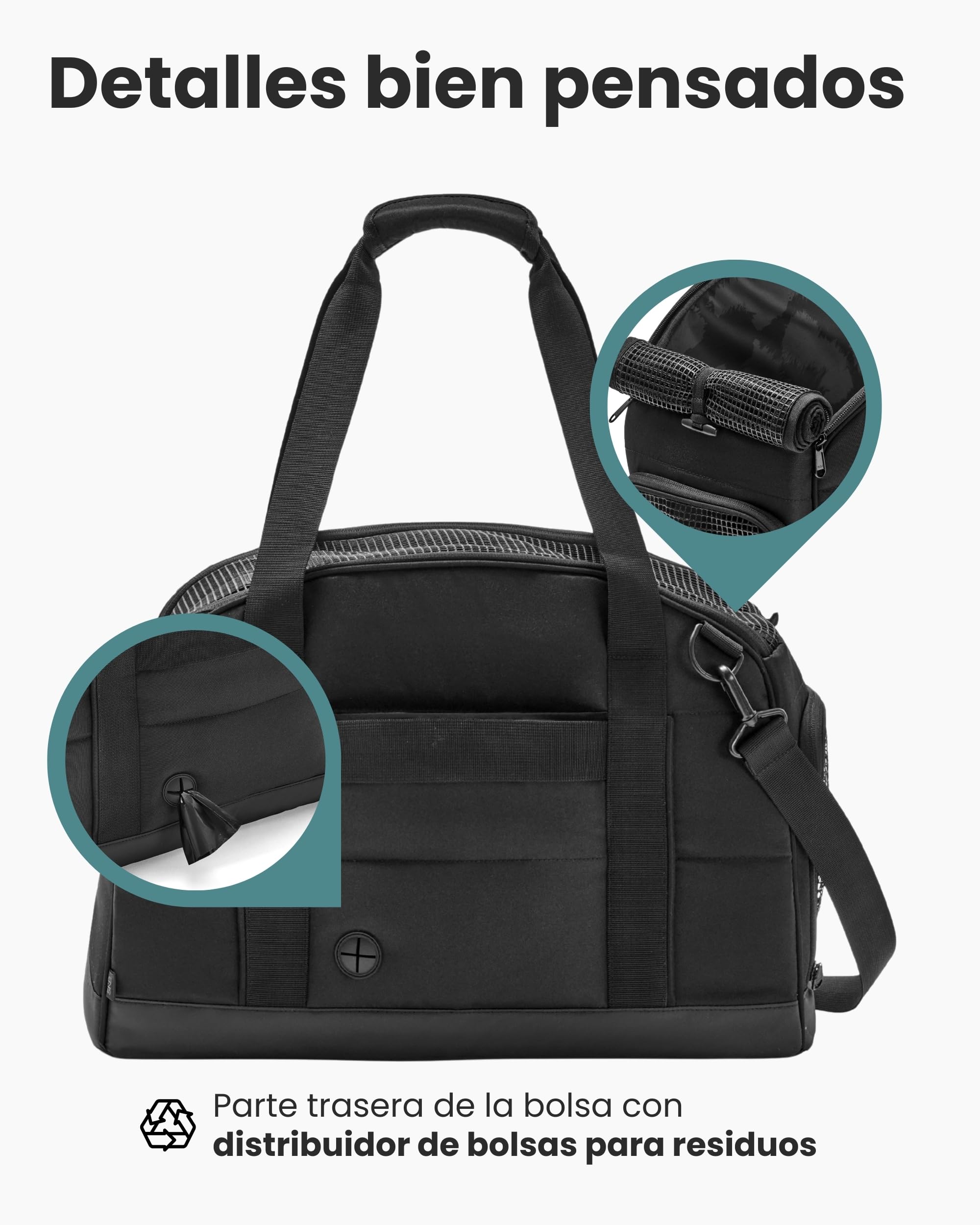 Larkson Transportín para Perros Pequeños de hasta 12 kg Negro - Tjark - Bolsa de Transporte para Perros y Gatos en Avión - Cumple con los Estándares de la Mayoría de Las Aerolíneas