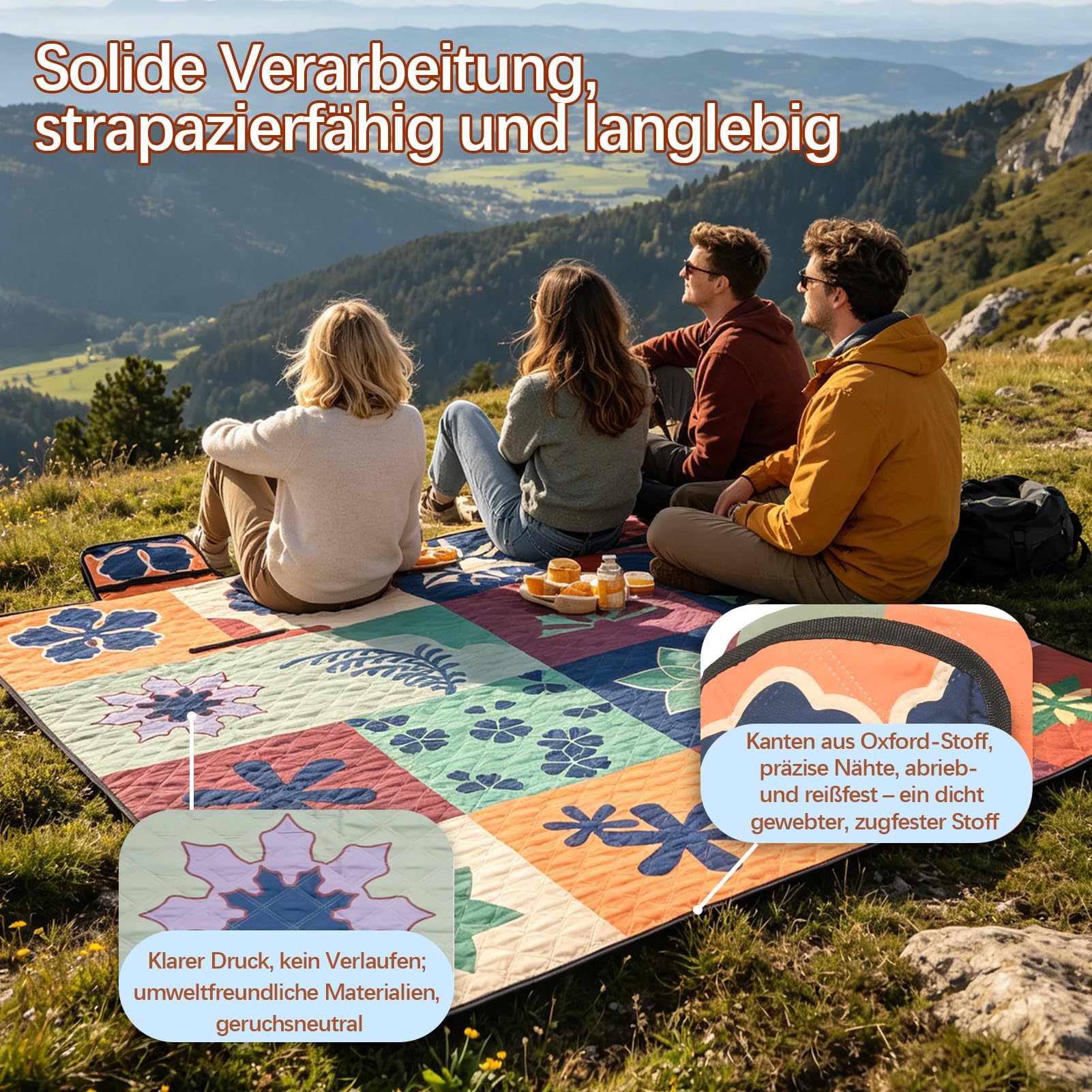Tappetino da picnic 200x200 cm impermeabile coperta spiaggia isolante XXL