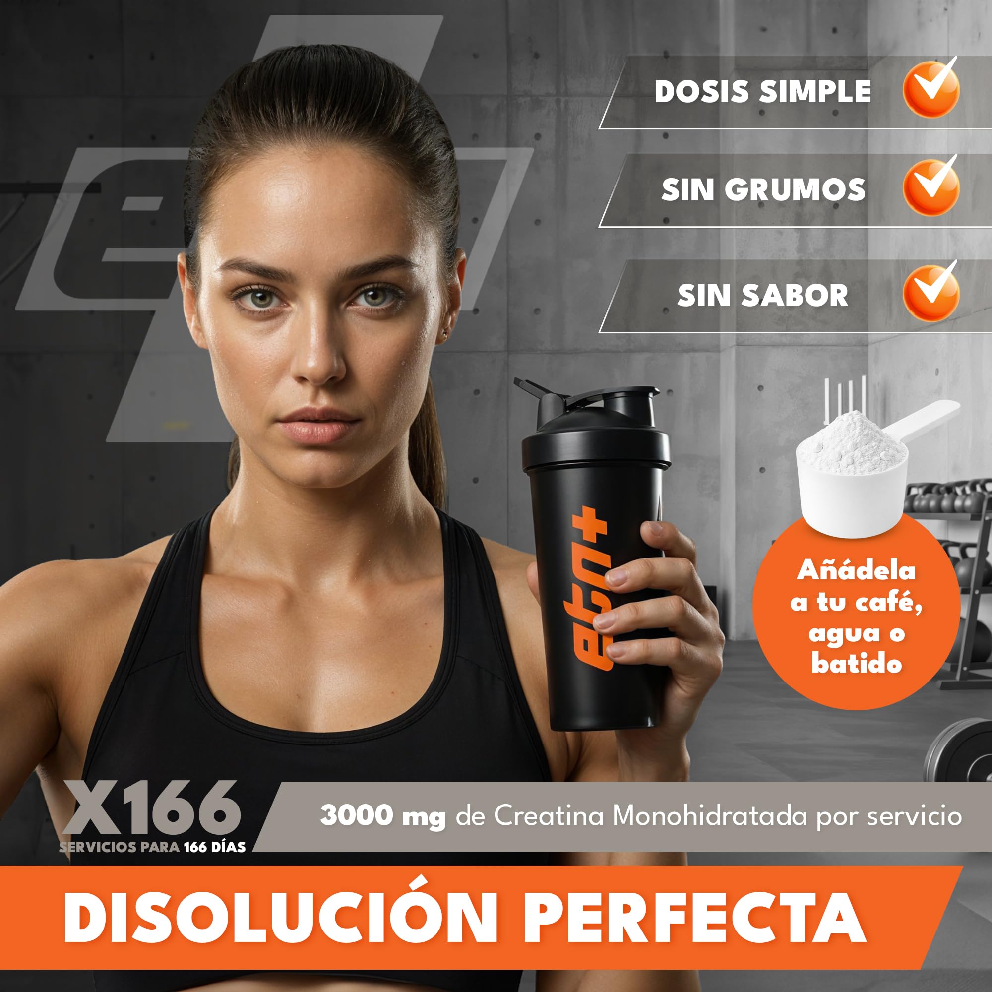 ETN+ Creatina Monohidrato 100% Micronizada 500 g | Creatina Pura 200 Mesh | 3 g por Dosis 166 Servicios| Vegana Sin Gluten Sin Azucar | Incluye Dosificador | Sin Sabor - 5