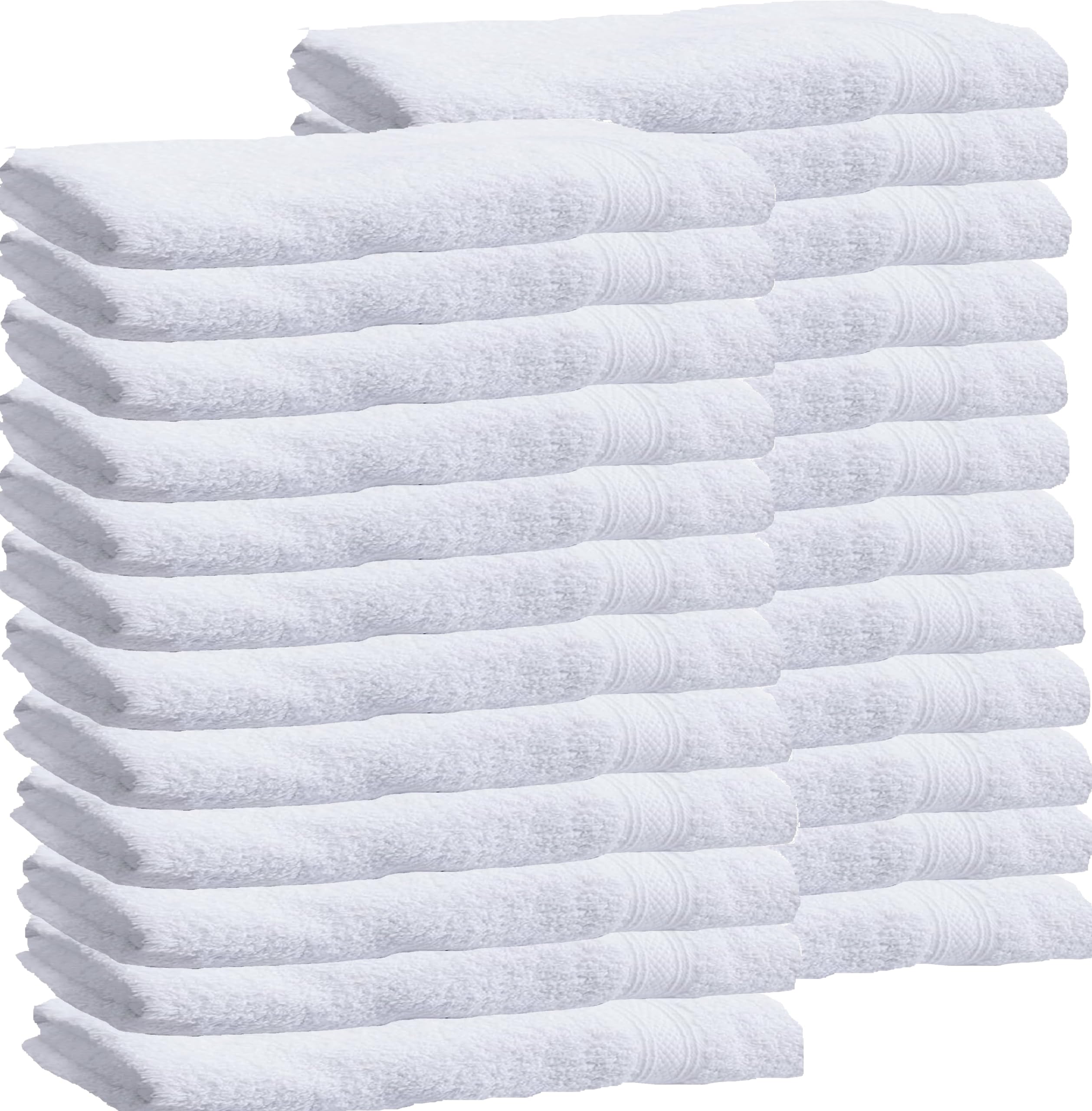 Towels N More 24 White 16x27 Premium Hand Towels with 100% Ring Spun Cotton Loops Super Absorbent Best for Hotel, Bathroom, Gym, Home or Commercial