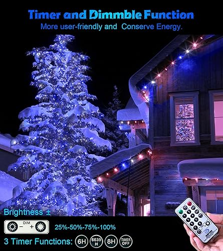 Miniatura 3 de BPAZVUH Guirnalda de luces de Navidad, 213 pies, 600 luces LED de Navidad para exteriores con control remoto, 8 modos de iluminación y temporizador