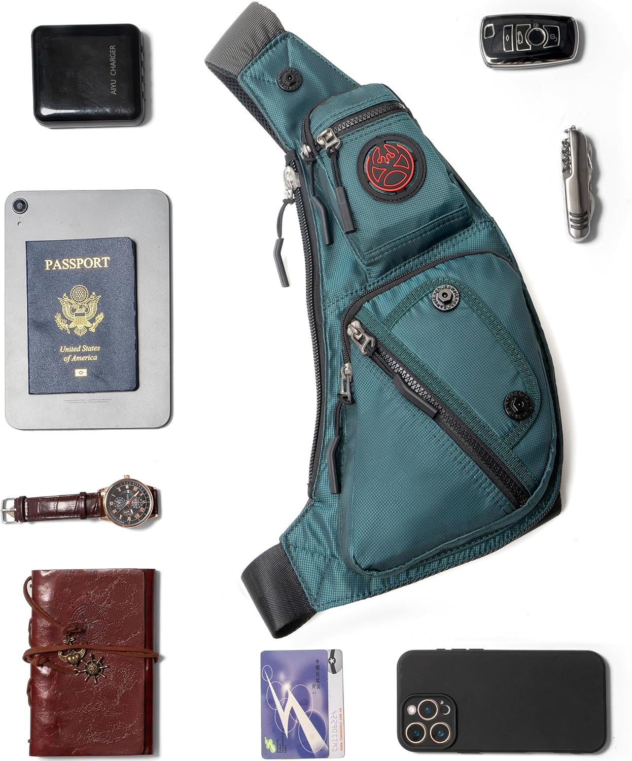 NICGID Sling Bag Chest Shoulder Backpack Crossbody Bags Casual Daypack for Men Women (Dark green-2620N) - Image 3