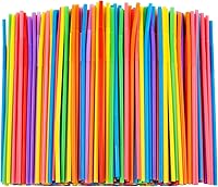 Vista 1 de Zmaxqii 300 Pcs Colorful Flexible Plastic Straws, BPA-Free Disposable Bendy Straws, 10.2" Long and 0.23'' Diameter