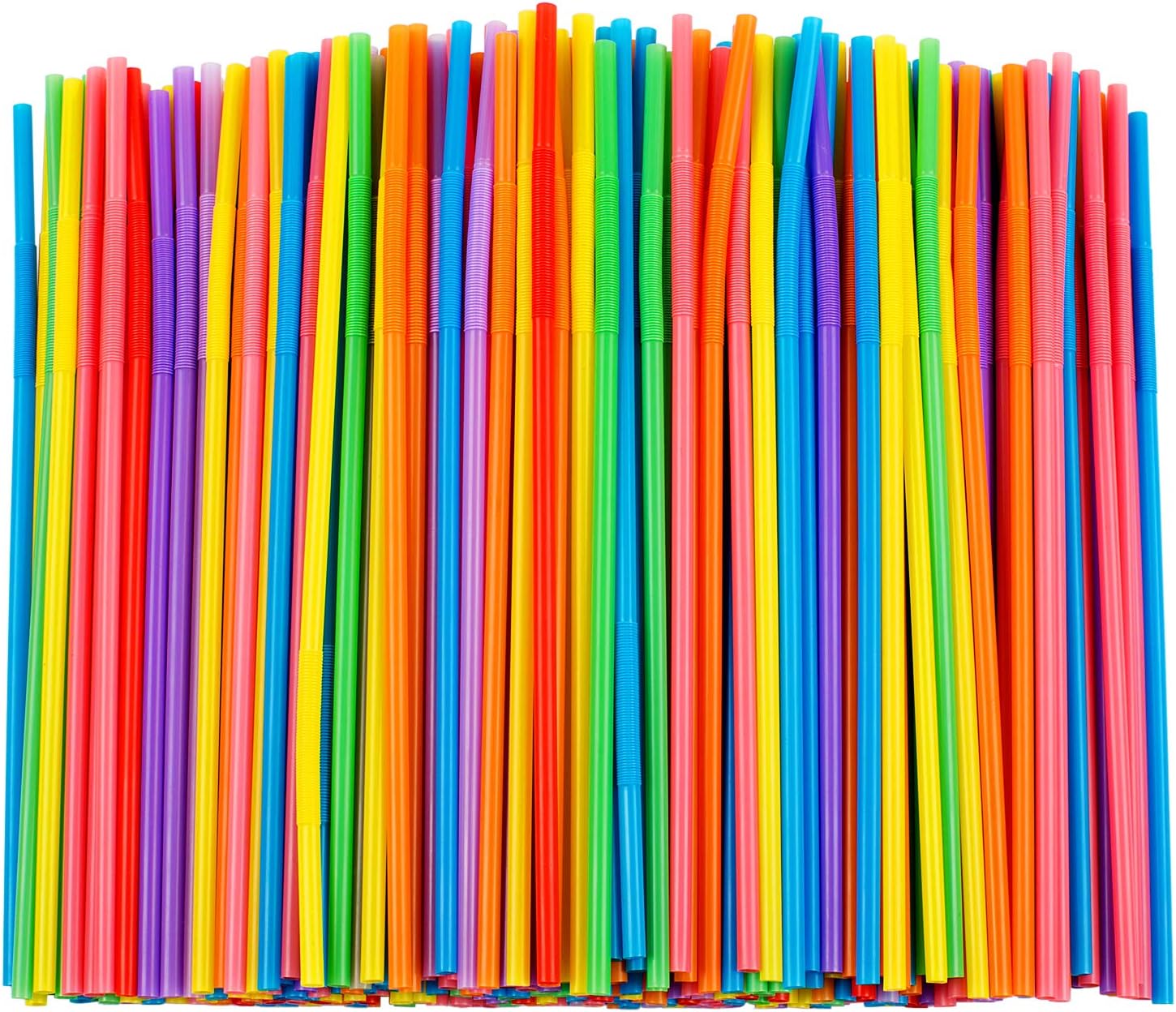 Zmaxqii 300 Pcs Colorful Flexible Plastic Straws, BPA-Free Disposable Bendy Straws, 10.2" Long and 0.23'' Diameter