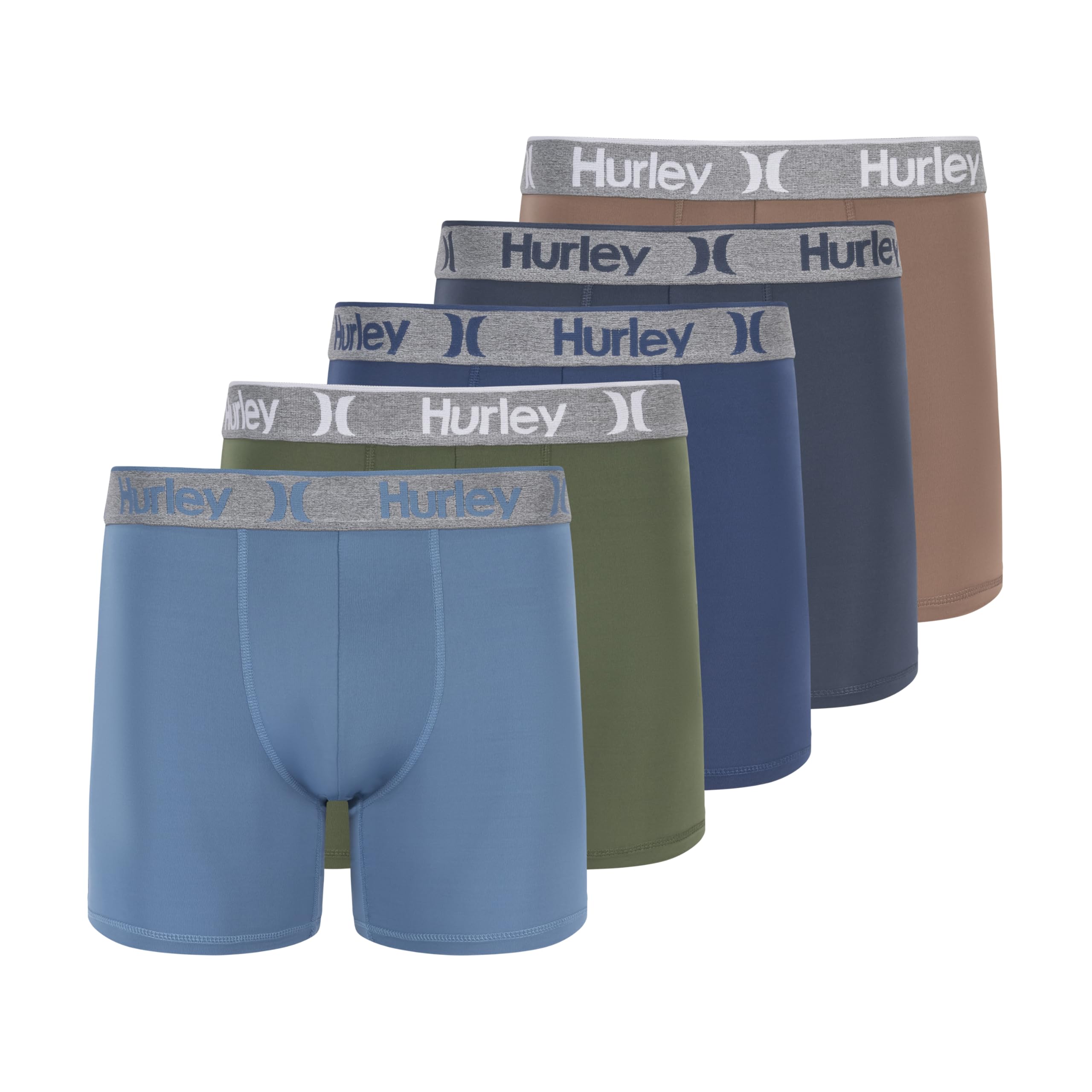 Hurley Men's 5 Pack Stretch Boxer Briefs, Malverde Combo, M