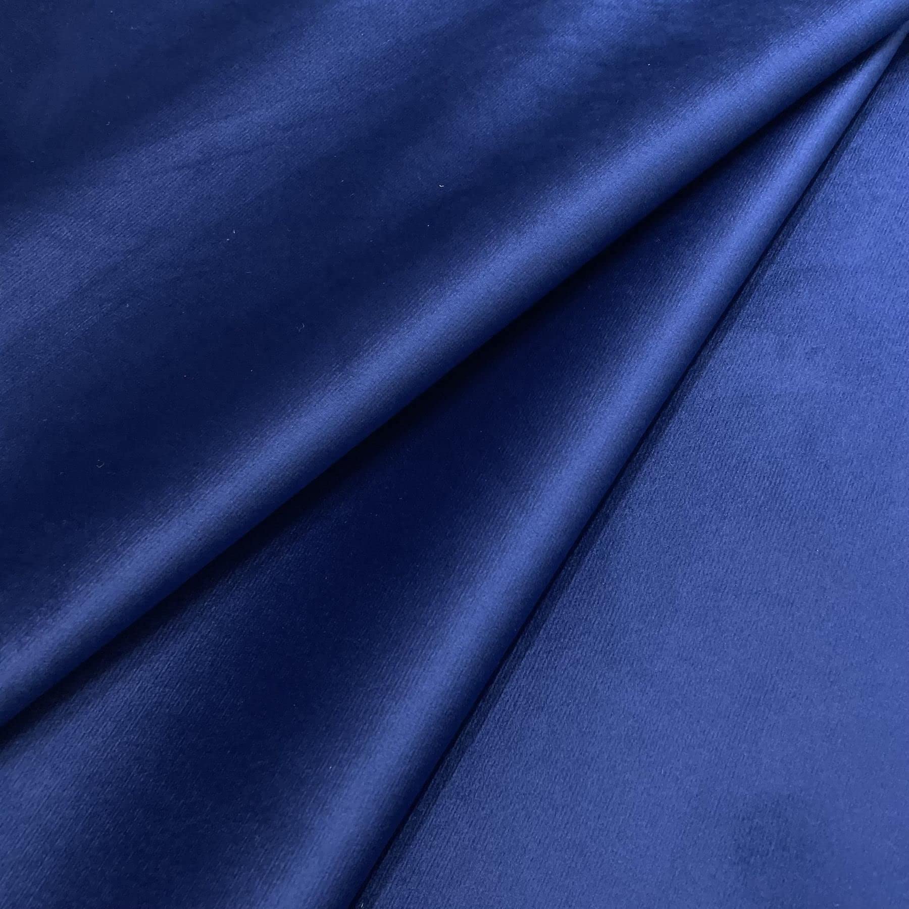 Regents Lux Soft Touch Plain Velvet Fire Retardant Plush Low Velour Cushion Sofa Upholstery Fabric Sold by The Metre - Navy Blue - 6 Metres