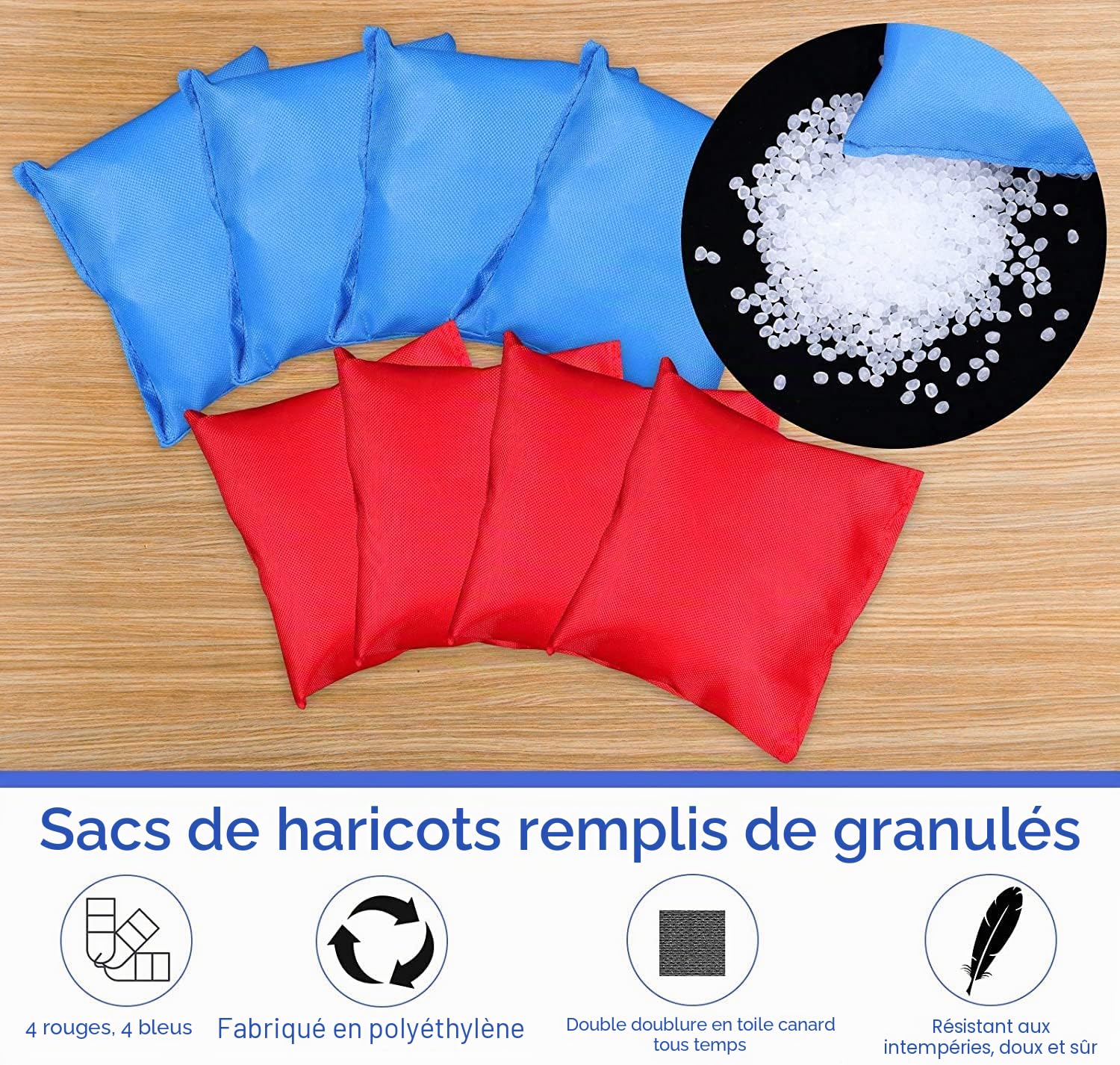 Sac Cornhole Jeux Exterieur, Portable Corn Hole Jeux pour l'extérieur avec Cadre en PVC, 8 Sacs de Haricots et Sac de Transport pour Les Le Jardin, la pelouse, Les Jeux de Plage, Le Camping