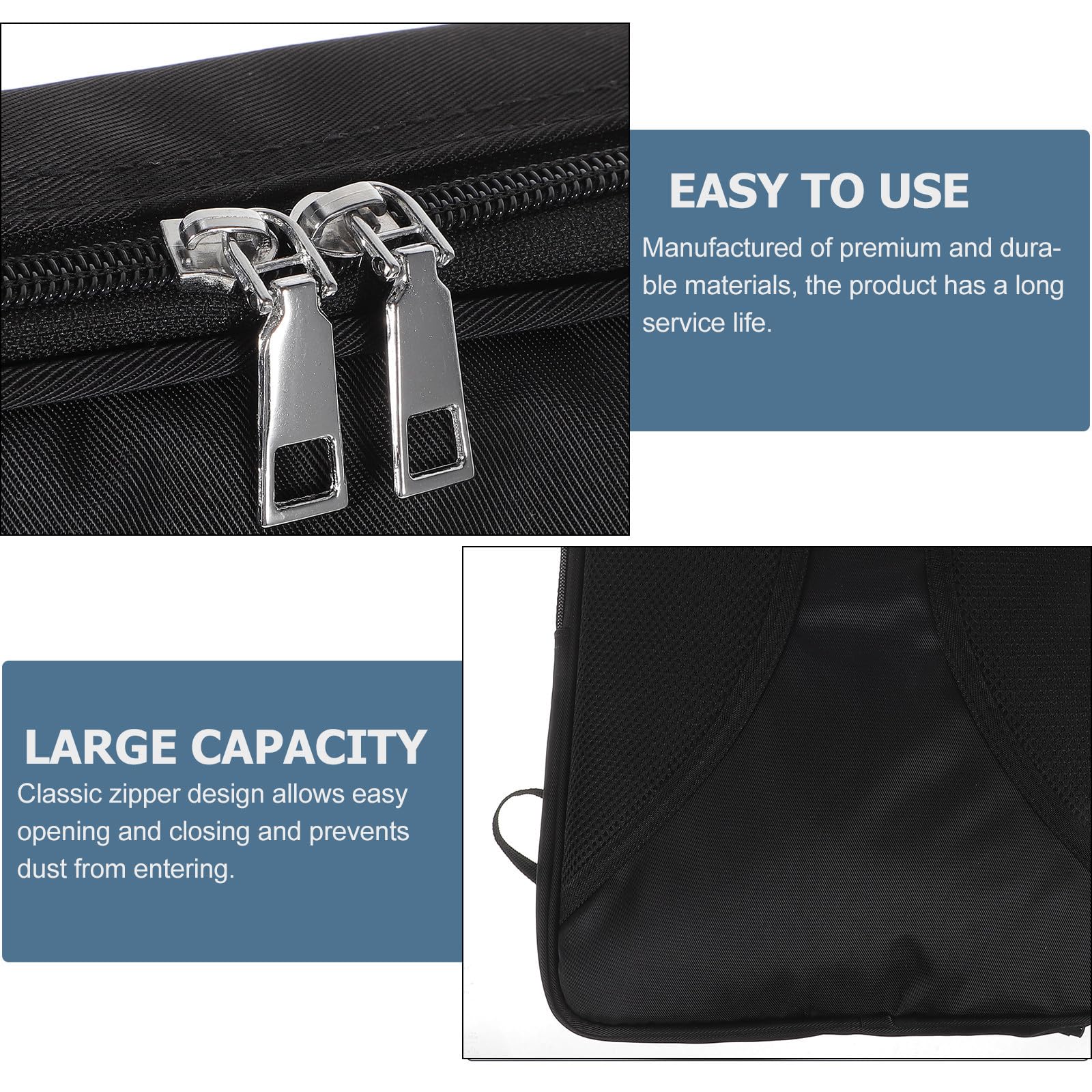 Borsa Porta Spartiti Musicali Nera, Borsa Espandibile | Performance e Pratica, Apertura Facile Fibbia Regolabile, Tessuto Composito Nylon e Spugna