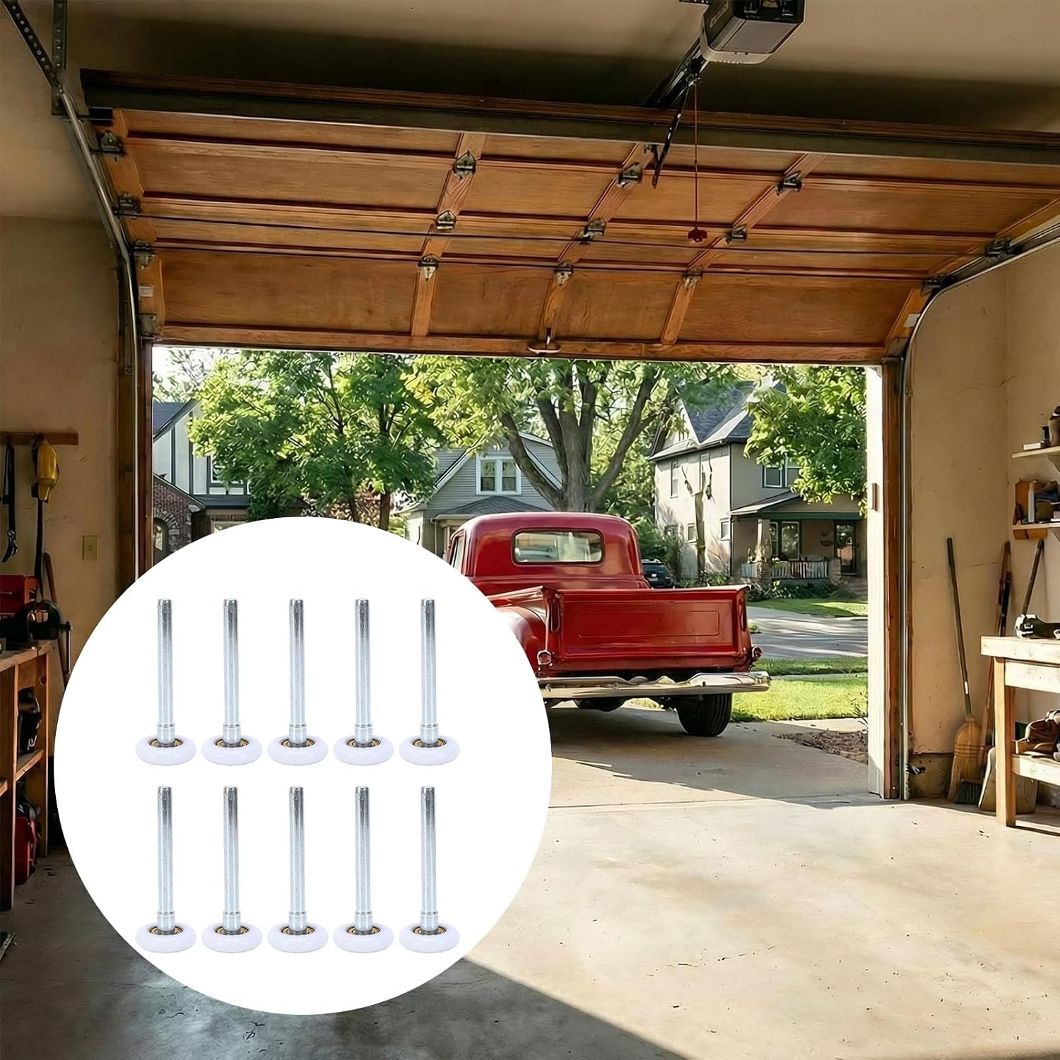 Fafeicy 10 Pcs White Garage Door Rollers, Durable Nylon Quiet Operation with 6200ZZ Double Sealed Bearings 46mm x 120mm for Homeowners Replacing Your Old Rollers