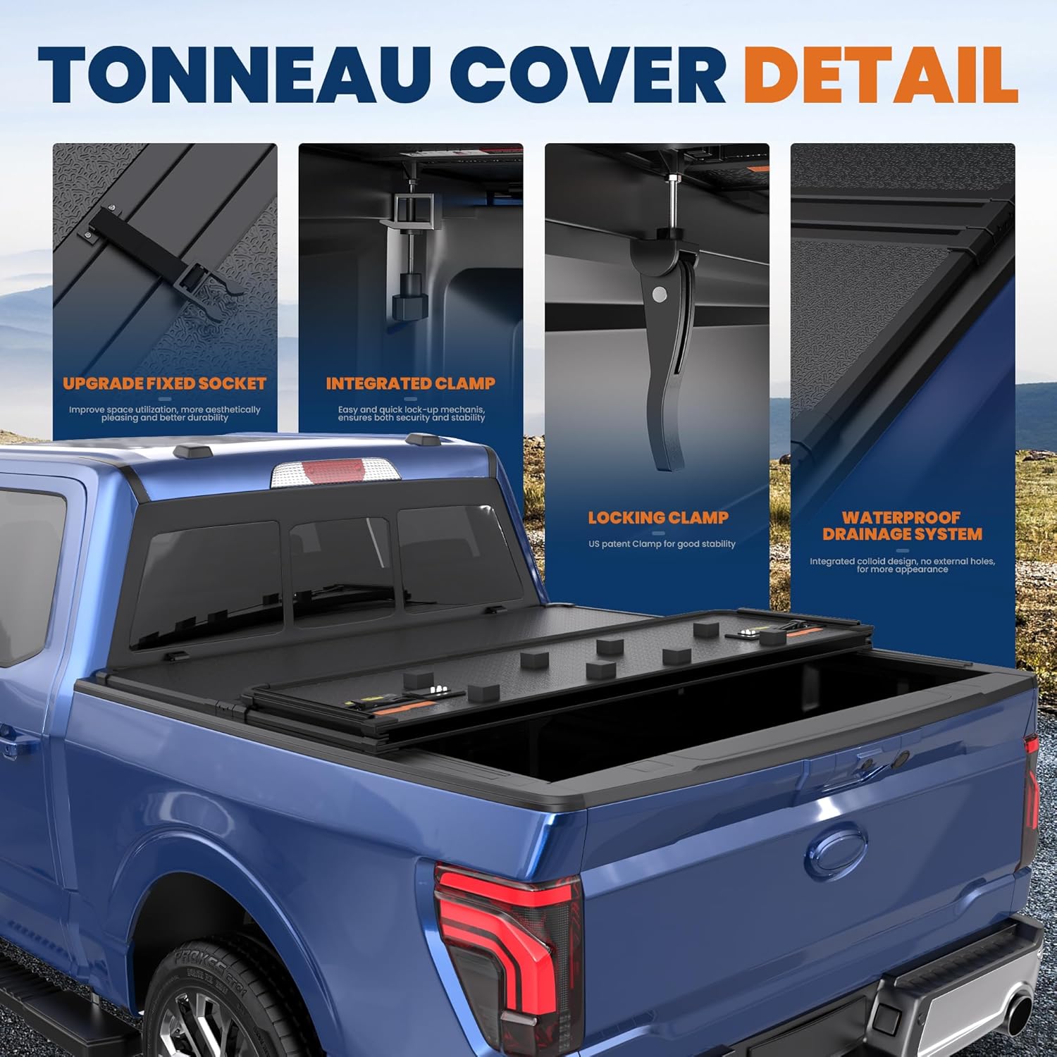 6.5FT Hard Tri 3-Fold Truck Bed Tonneau Cover Compatible for Ford F150 F-150 2015-2026 Styleside (Not for Flareside) Bed 3 Fold 78Inch - Image 4