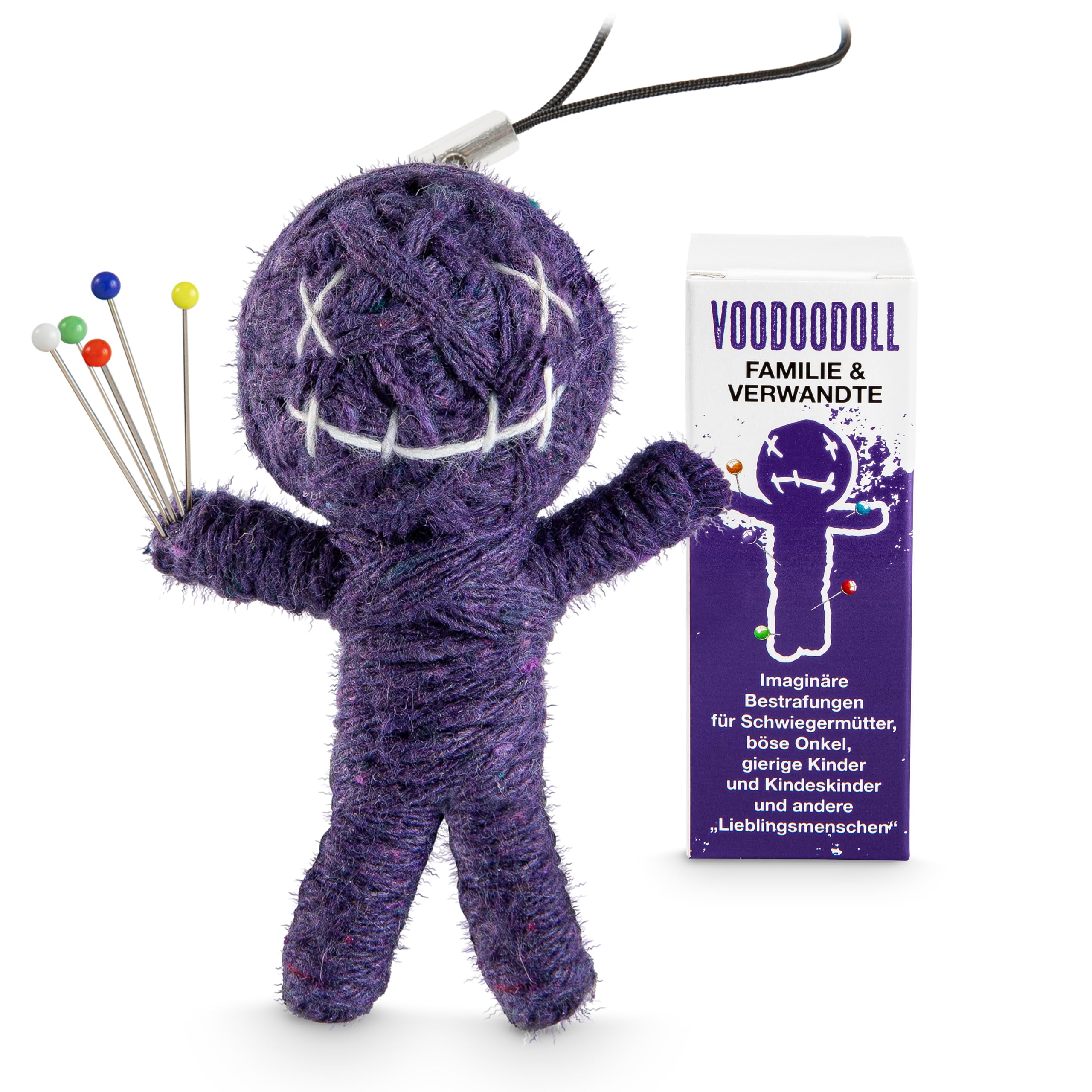 Voodoo Puppe Buckelige Verwandtschaft Voodoo Doll to go Voodoo-Doll imaginäre Strafen für nervige Schwiegereltern und andere Lieblingsmenschen Geschenk im Karton 5 x PRYM Stecknadel