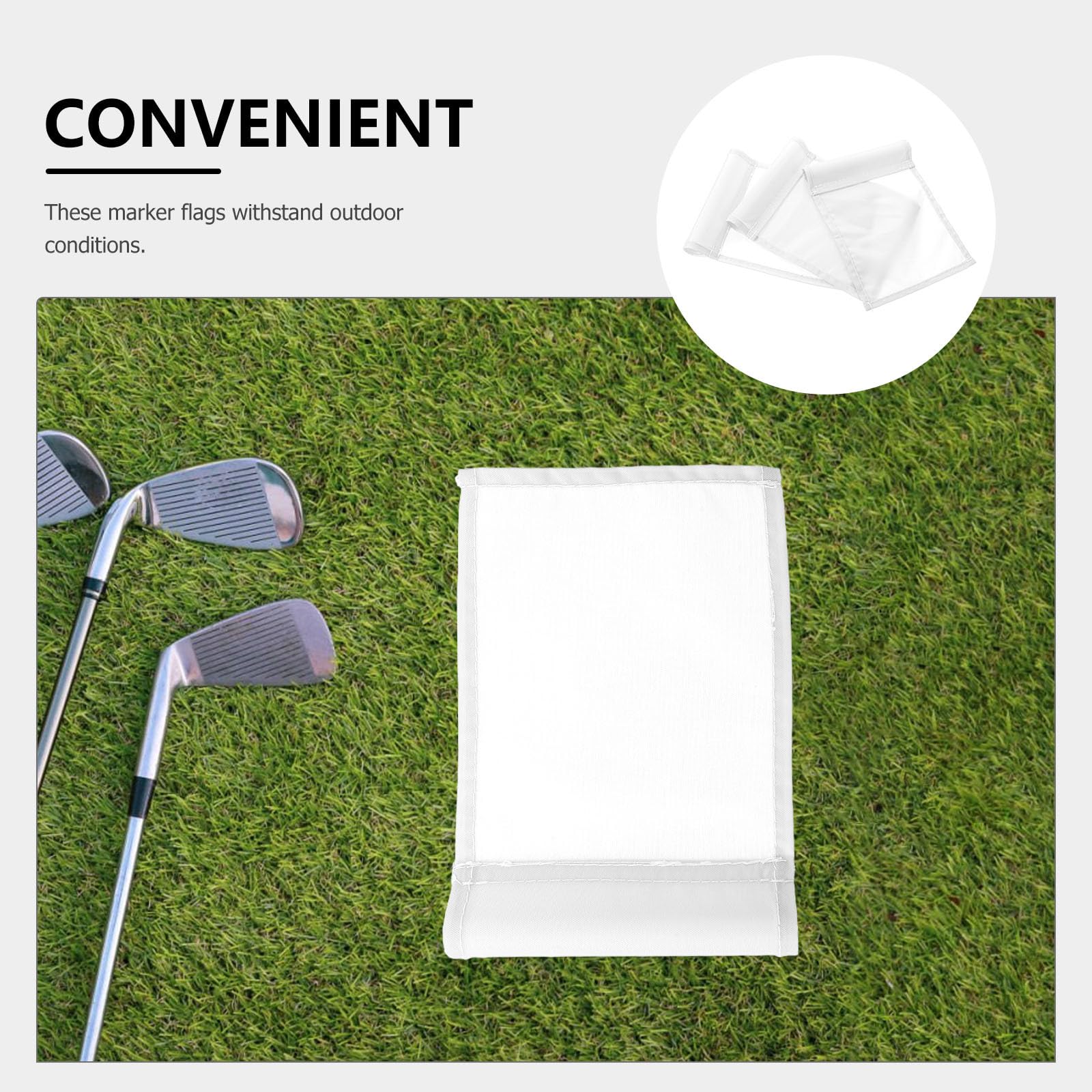 3er-Pack Golffahnen für den Garten – Gut sichtbare Markierungsfahnen – Ersatzfahnen für den Golfplatz, ideal für das Putting Green zu Hause, 20,8 x 16 cm, Weiß