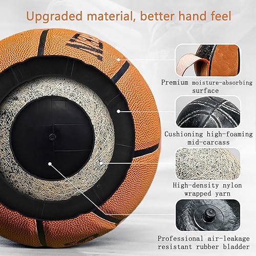 Miniatura 5 de Official Size 7 Basketball - Composite Leather with Moisture-Wicking Grip - IndoorOutdoor Game Ready