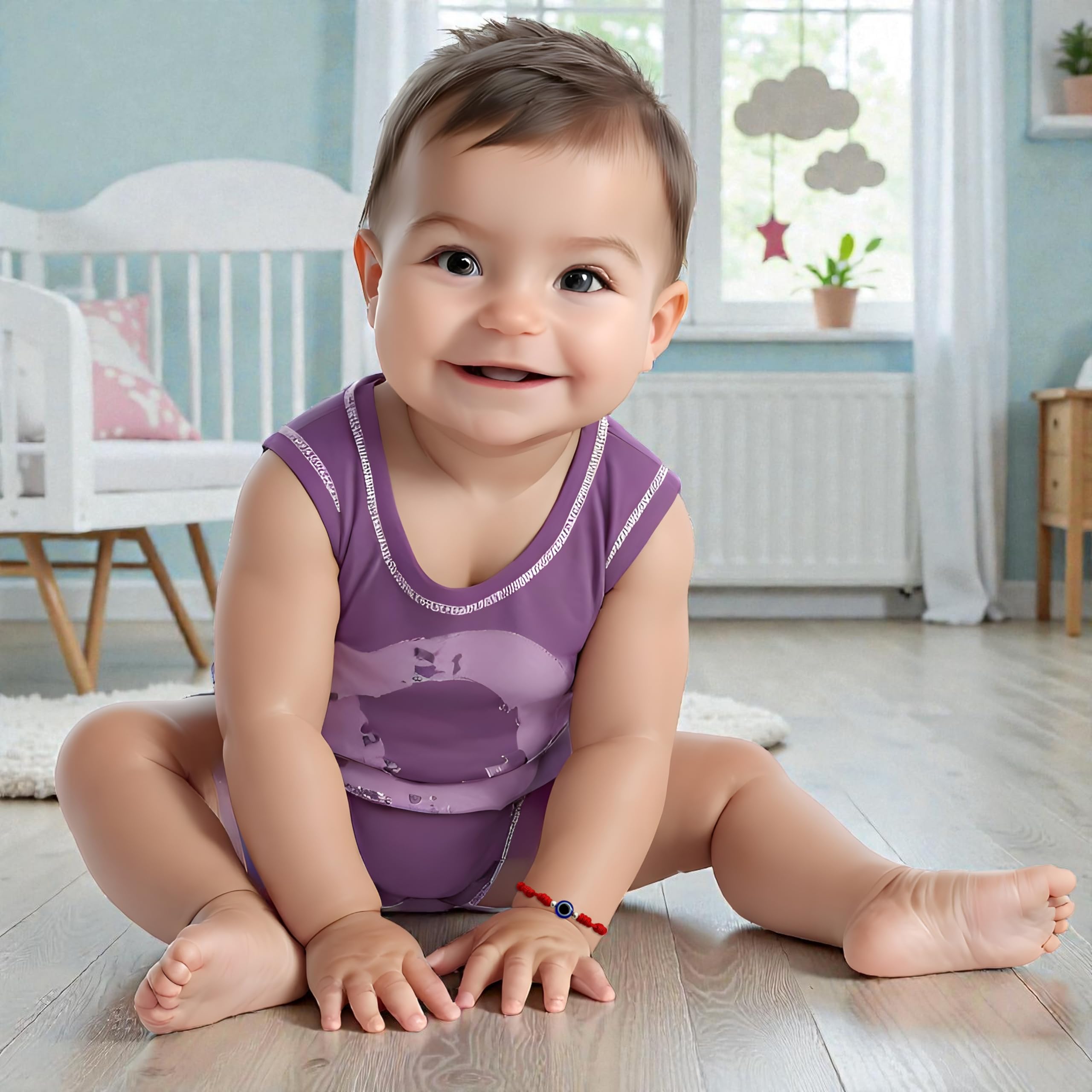 Pulsera de nudos ojo turco bebé roja contra mal de ojo amuleto buena suerte hilo rojo protección niños talla especial