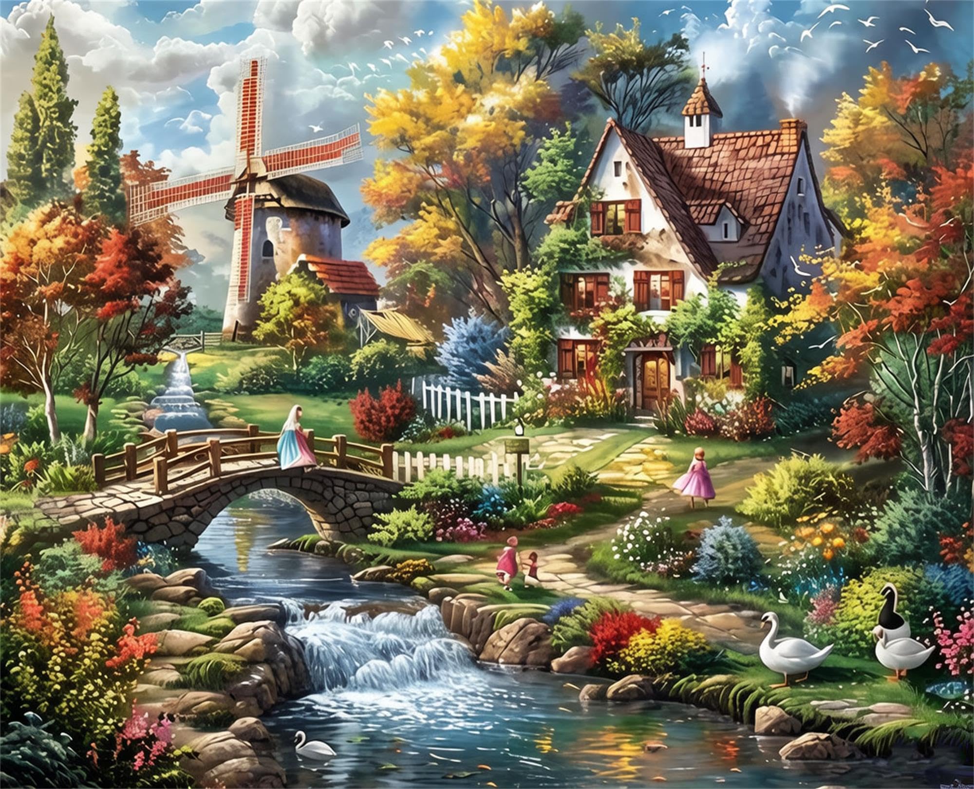 Qihensail 5D Landscape Diamond Painting Kit for Adults,View Diamond Art Kits for Beginner,Gem Art,Crystal Art Kits Full Round Drill for Home Wall Decor Gifts for Women, Men (View)