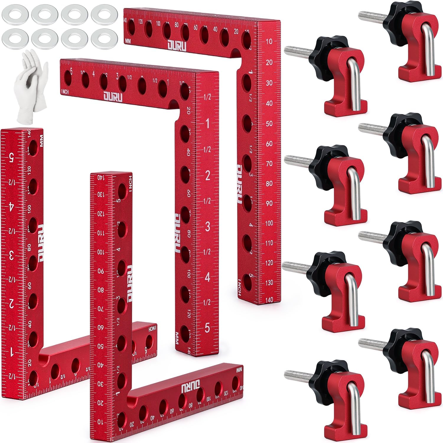 Corner Clamps for Woodworking Tools 4 Pack 90 Degree Clamp 5.5"x 5.5" Right Angle Clamps Positioning Clamping Squares Aluminum Wood Working Clamps Sets for Picture Frame Box Cabinets Drawers