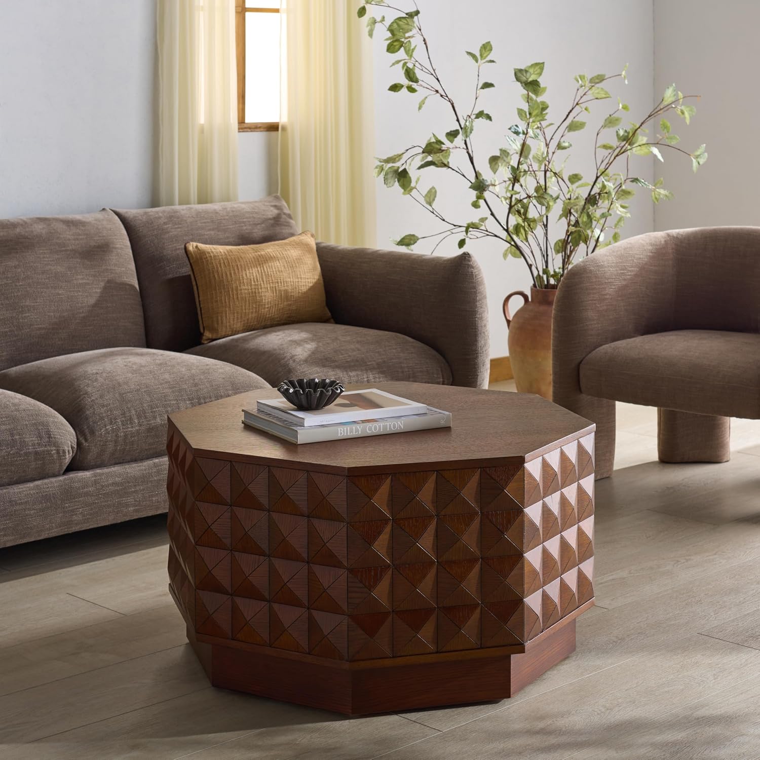 SAFAVIEH Couture Collection - Patty Walnut Octagon Coffee Table, Modern Fully Assembled Accent Cocktail Table (SFV7253B)