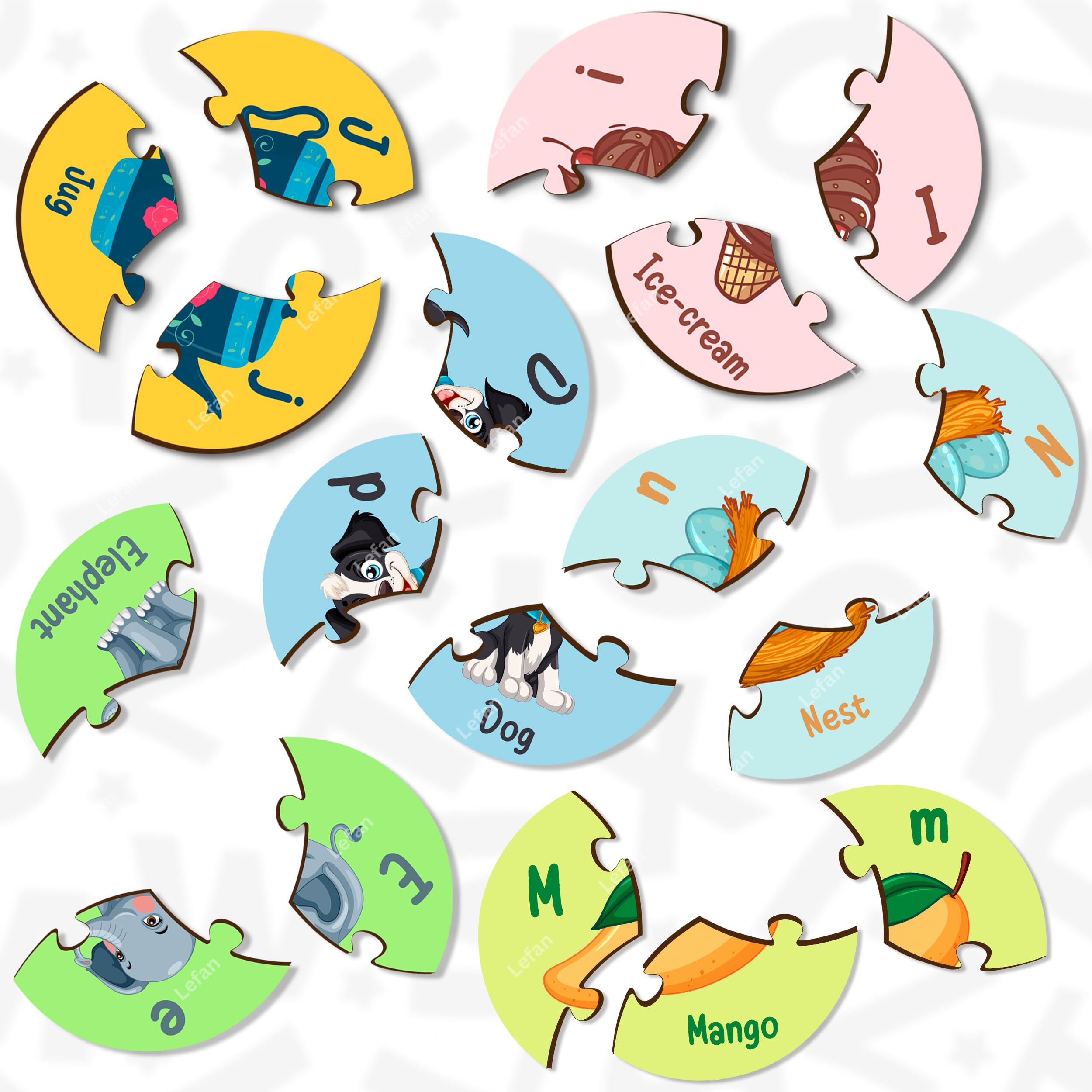 Lefan Round Alphabet Jigsaw Puzzle for Kids Educational ABC Learning Toy 26 Piece Circular Puzzle Preschool Montessori Game Colorful Wooden Letters Toddlers Age 2 3 4 5 Years - Image 7 thumbnail