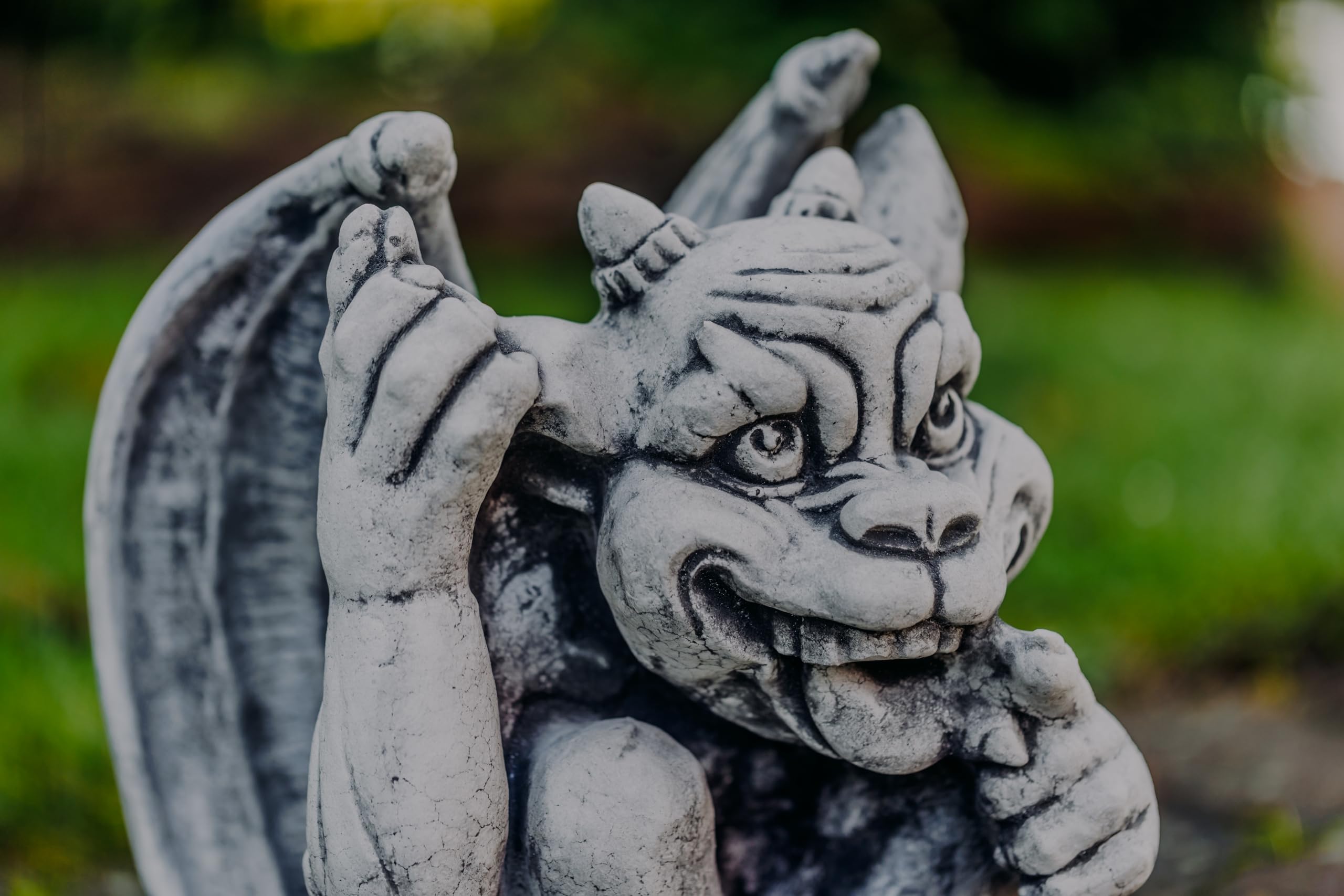gartendekoparadies.de Grande Statue Amusante gargouille Le Fou Gardien en Pierre reconstituée, résistant au Gel