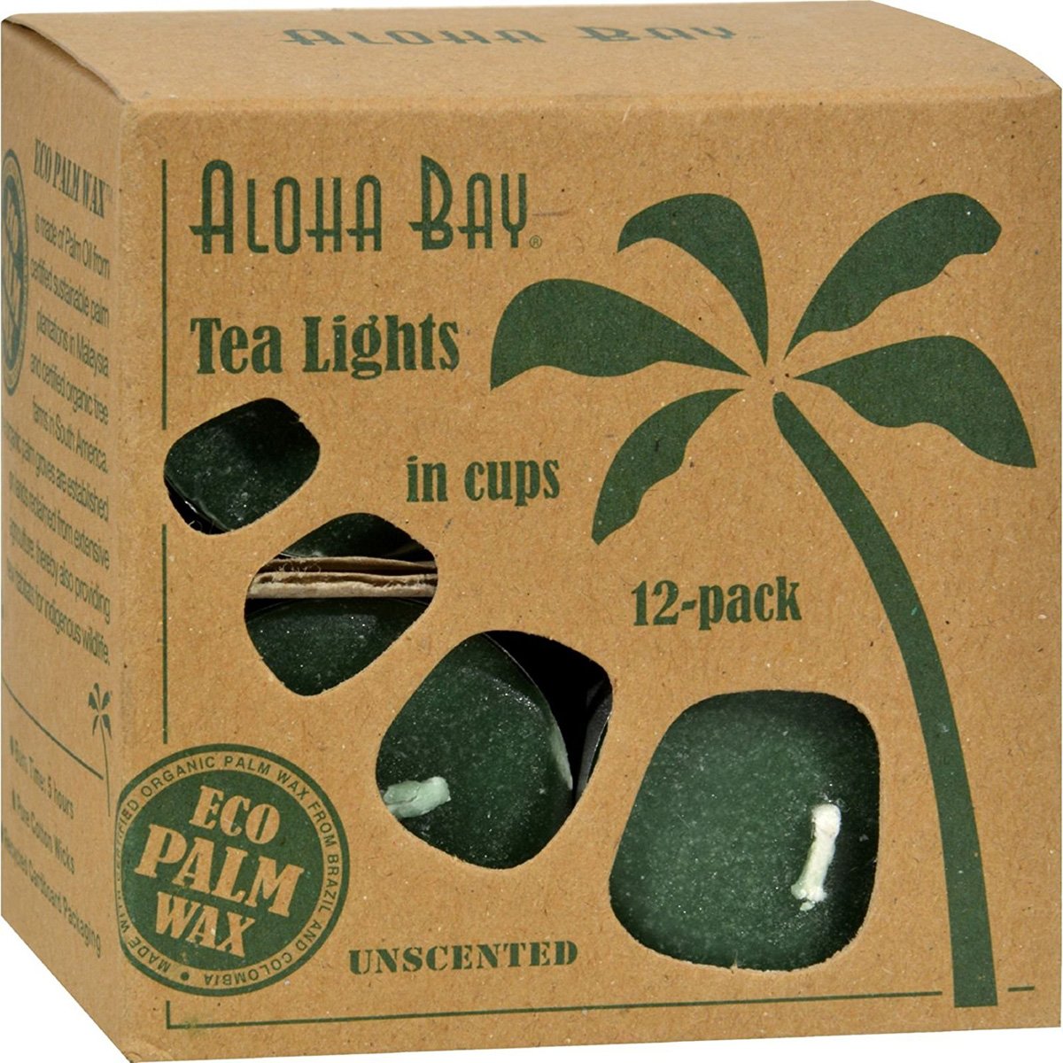 Aloha Bay Unscented Tea Lights in Cups - Green 12 Pack(S)
