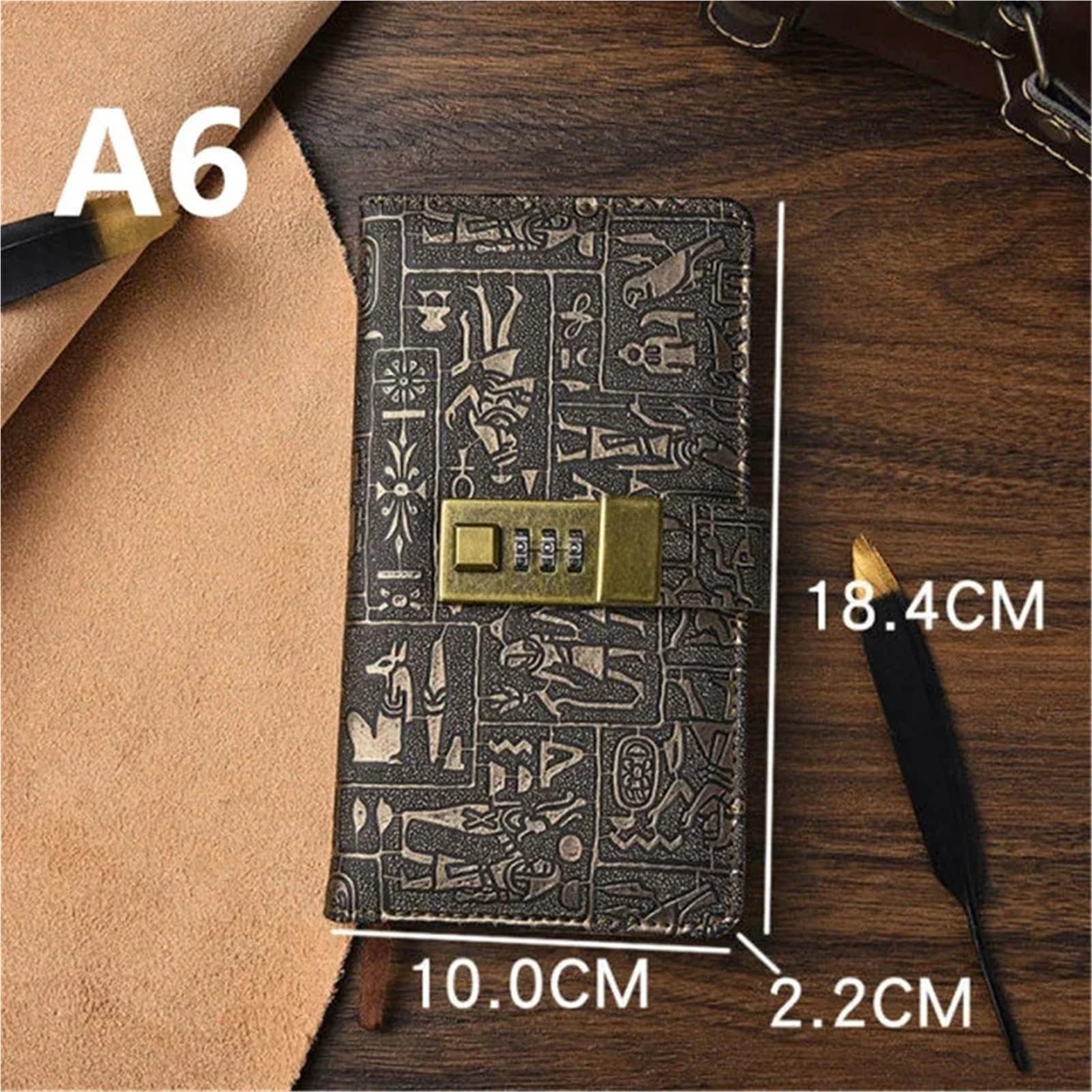 Carnet Mot De Passe 200 Pages A5A6 Code avec Serrure Journal Livre Bloc-Notes Agenda Planificateur Rétro Cahier Simple Main Compte Livre Journal(A5,150sheets)