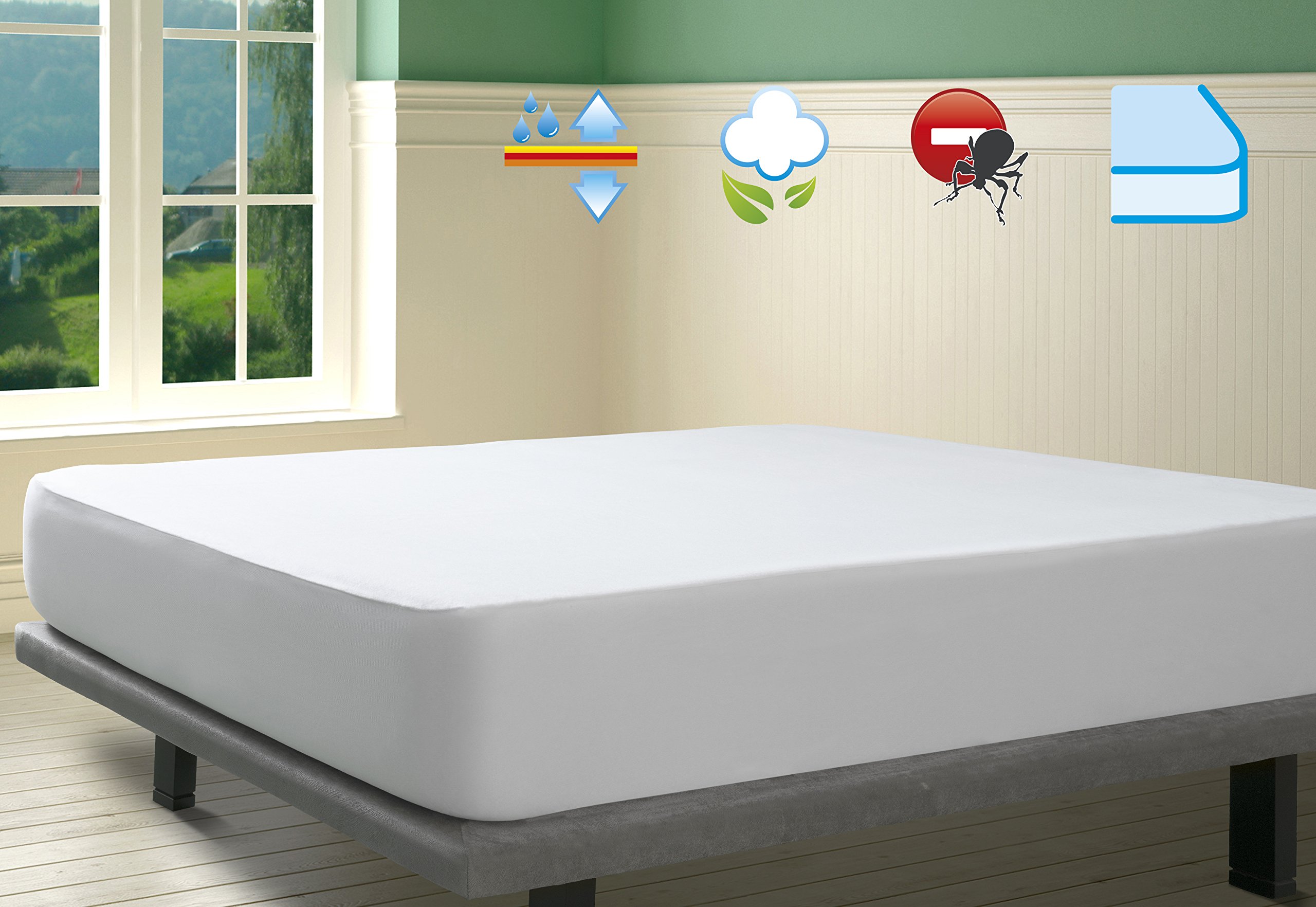 Savel - Matratzenschoner | Baumwolle | Molton-Flanell | Wasserdicht | 90x200 cm Weiß