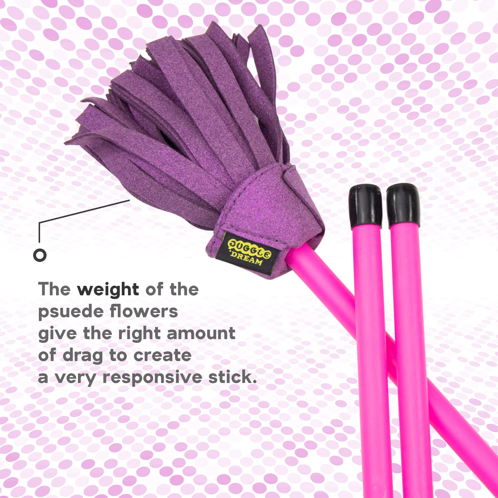 Juggle Dream Neo Flowerstick Set inkl. Handstäbe. Fiberglasstock, Silicone Grip, Wildlederfransen. Jonglier Flower Stick (Rosa / Violett)