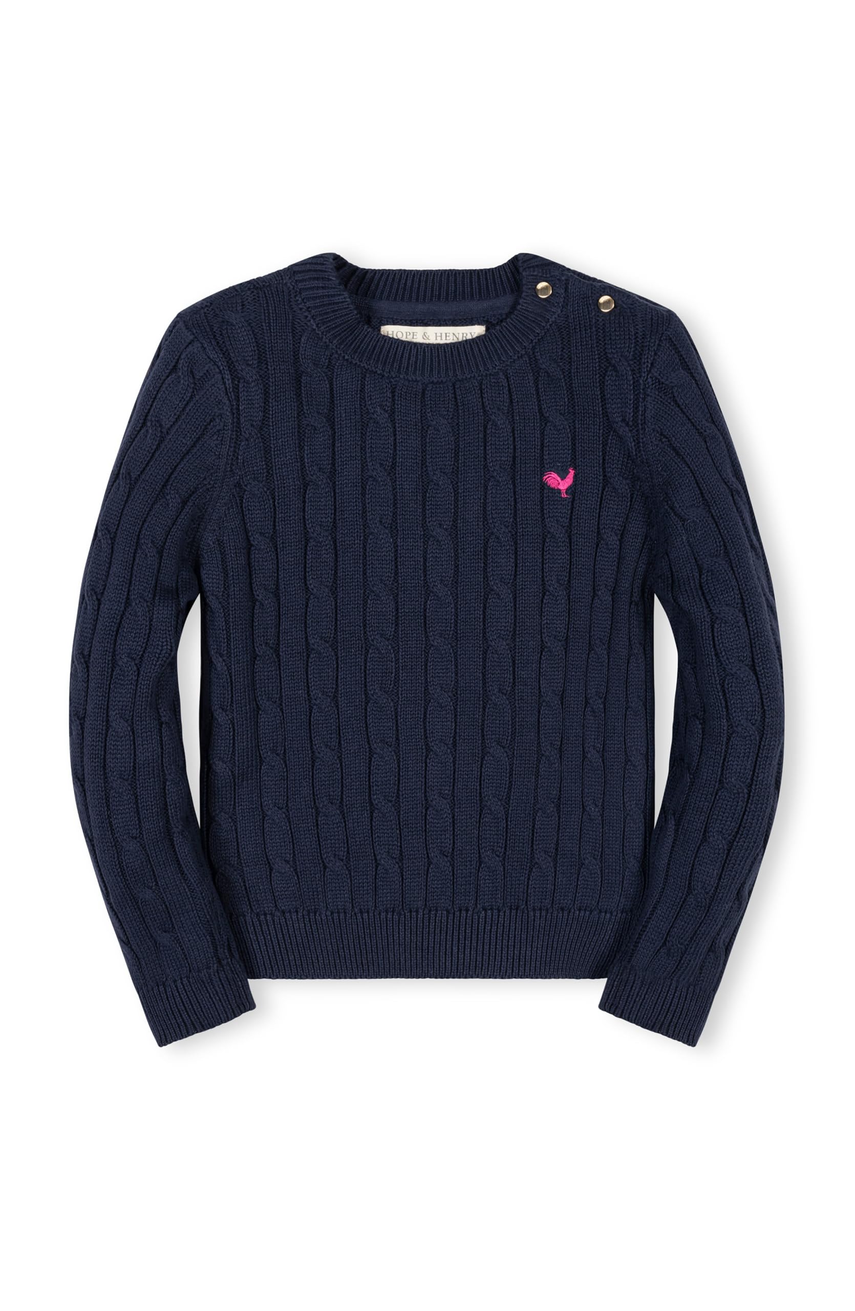 Hope &amp; Henry Girls Cable Front Pullover Sweater